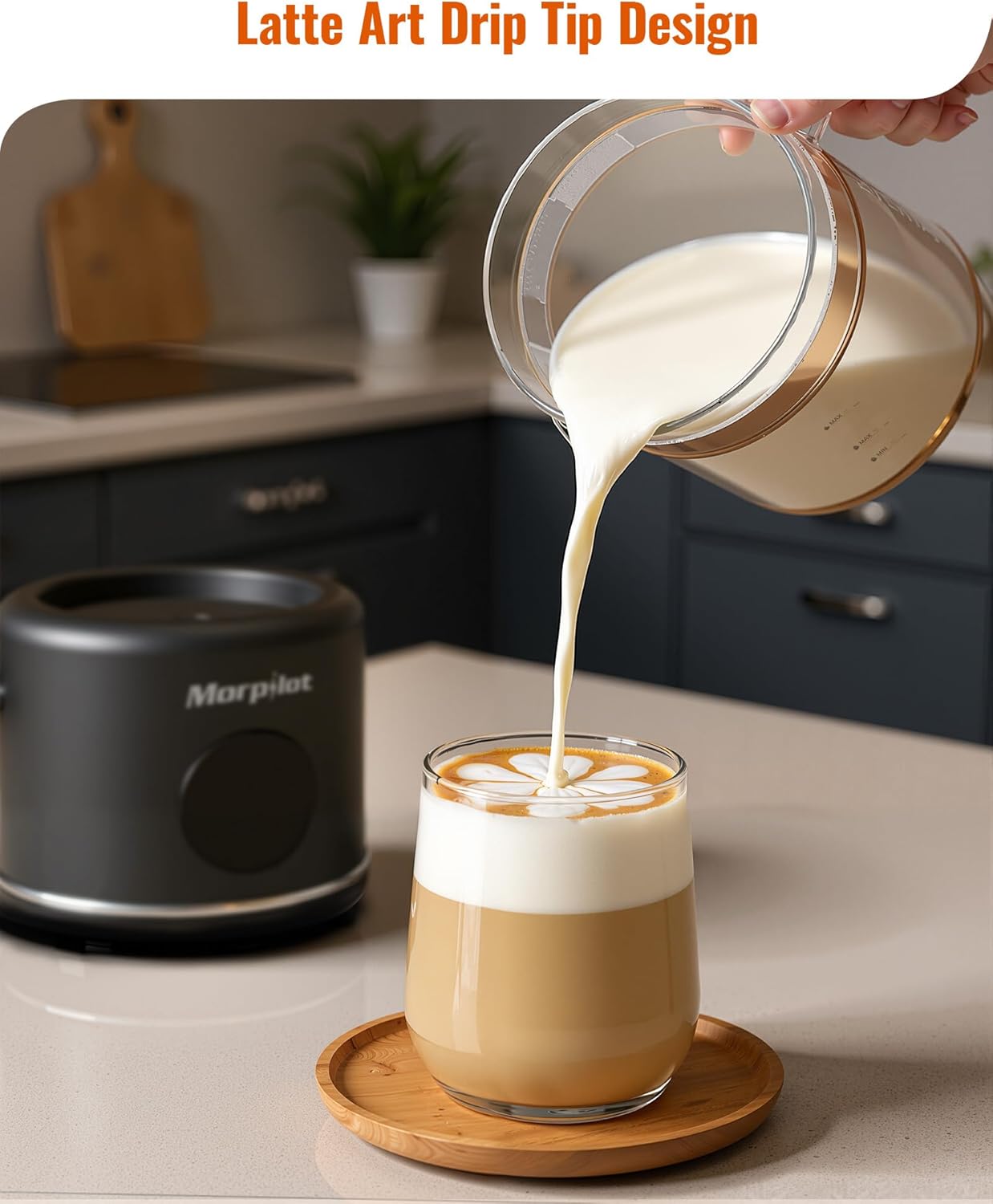 Elektrischer 6-in-1 Milchaufschäumer, 500ml Schwarz