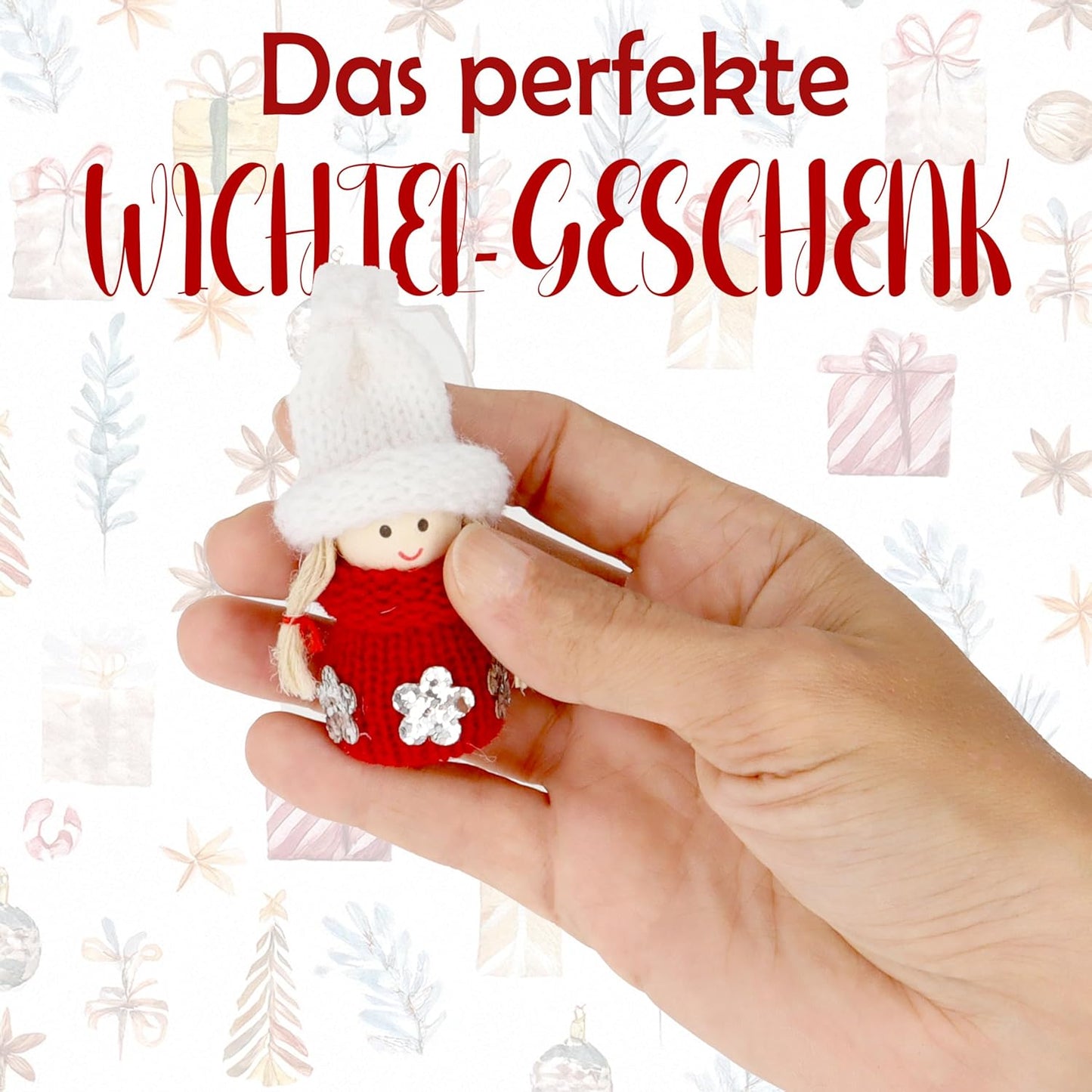Mini-Wichtel Figuren-Set (24 Stück) für Weihnachten, 24 Mini Wichtel Rot