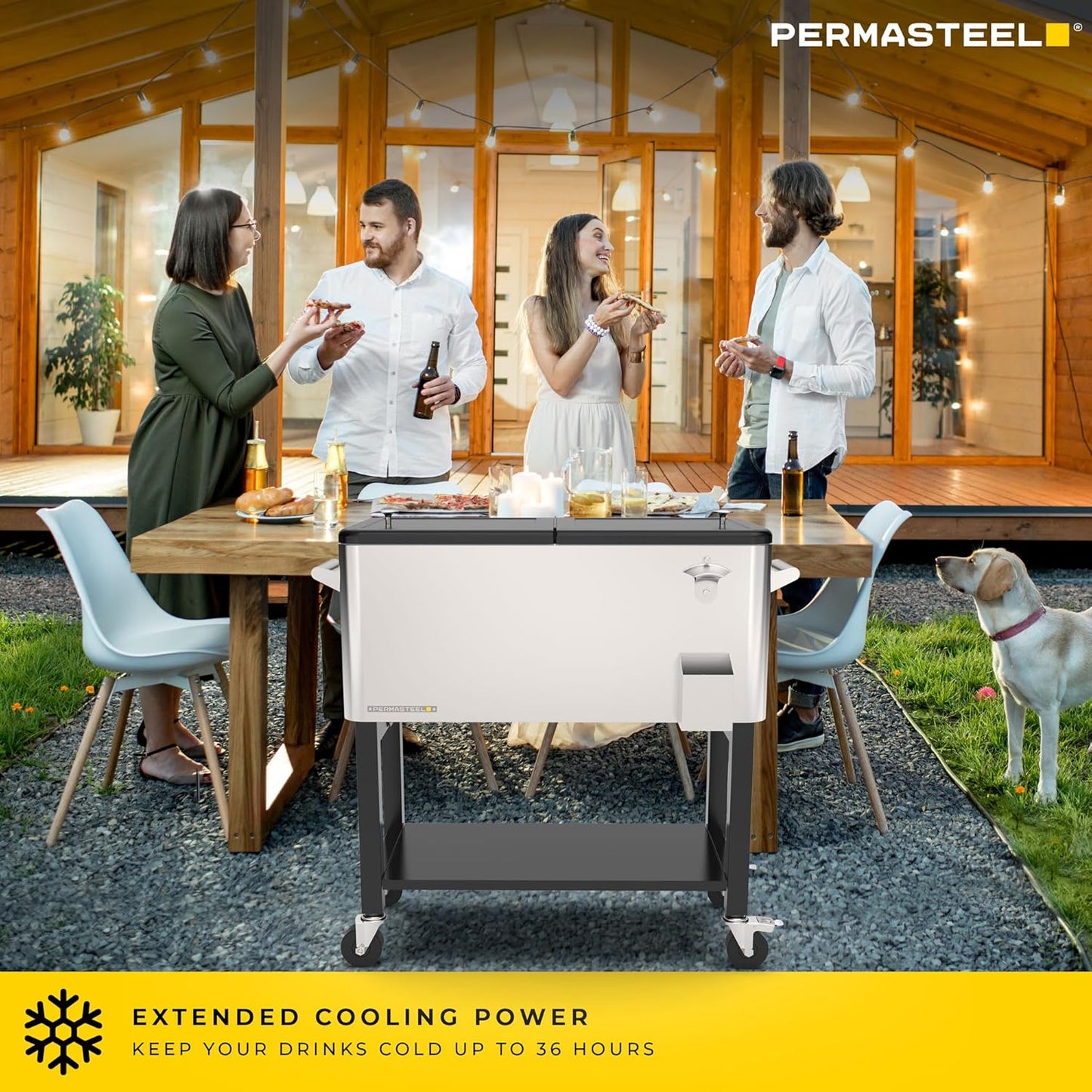 Terrassenkühler mit abnehmbarem Waschbecken (80 l), Edelstahl Terrassenkühler mit abnehmbarem Waschbecken