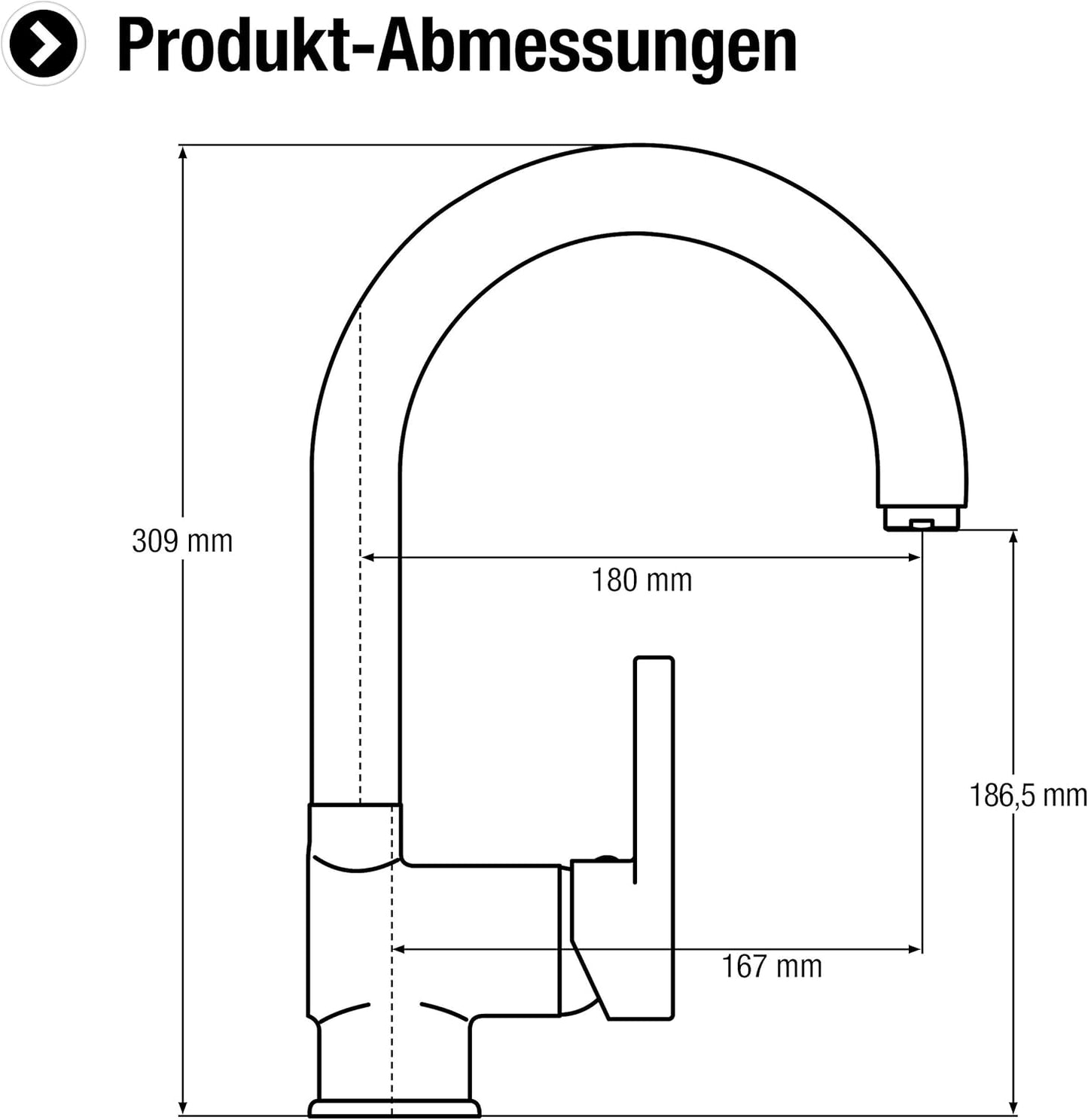Spültisch-Einhebelarmatur Skagen mit hohem Auslauf, Hochdruck Spültischarmatur (M.1)