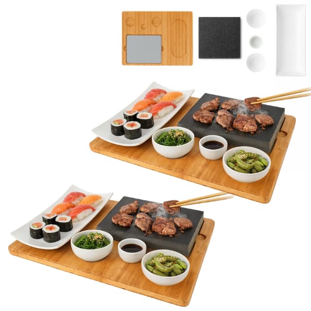 Lavastein Steakbrett-Set mit Servierplatte, 2 Sets, 2 Set - Weiss – Weiss