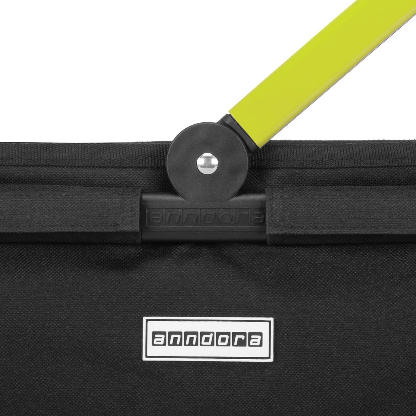 Einkaufskorb mit Griff, Schwarz Rahmen Limette