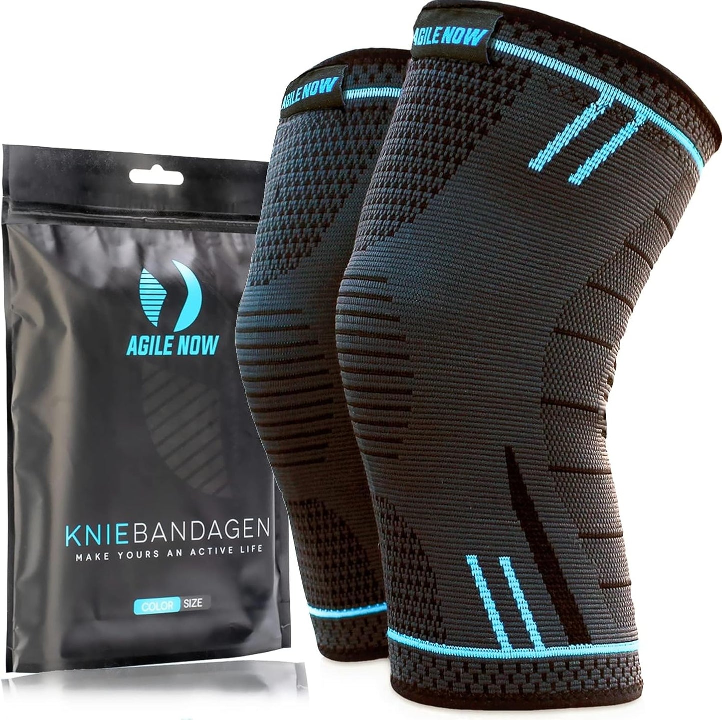 2-teiliges Kniebandagen-Set, L Blue Line