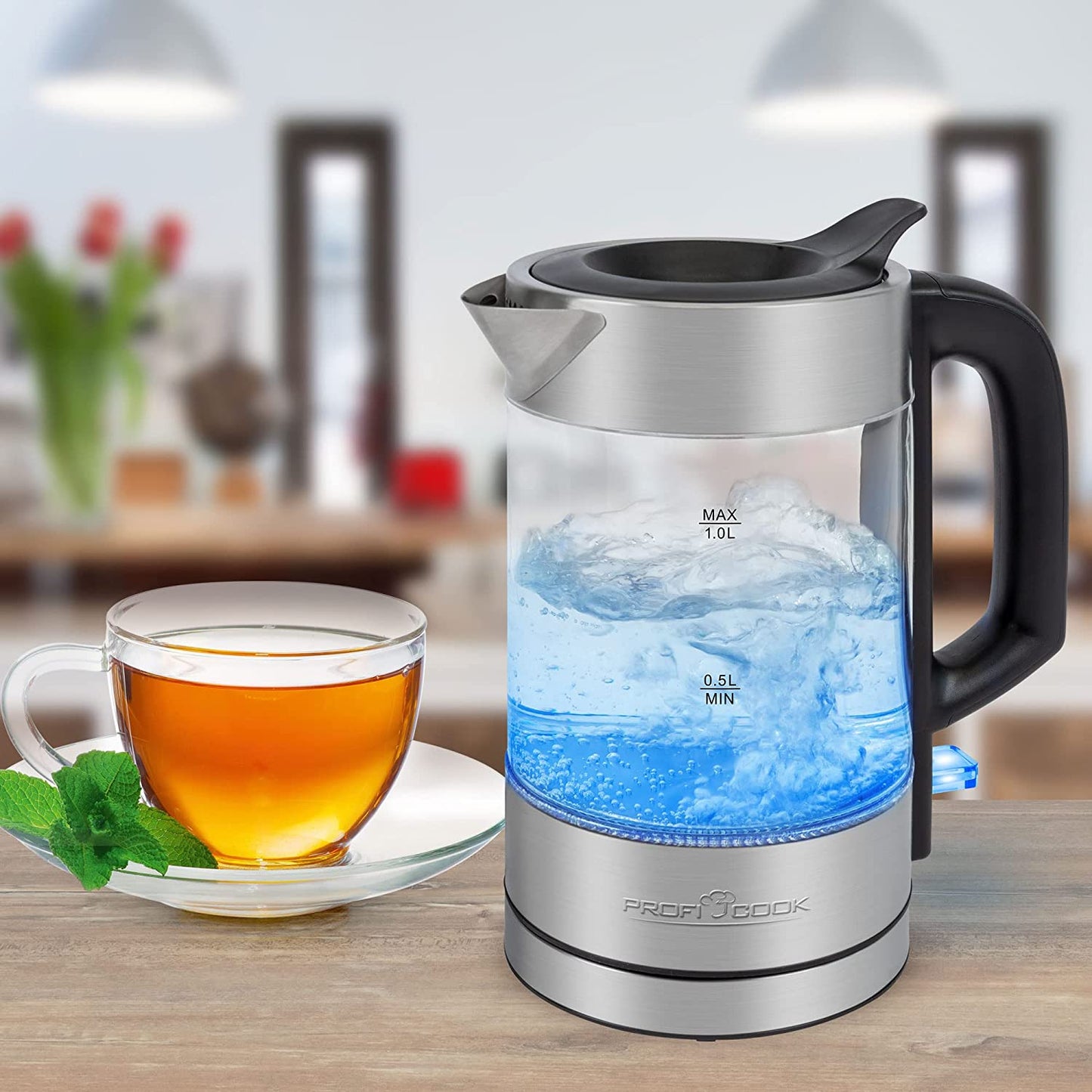 Glas-Wasserkocher PC-WKS 1229 G, 1 Liter