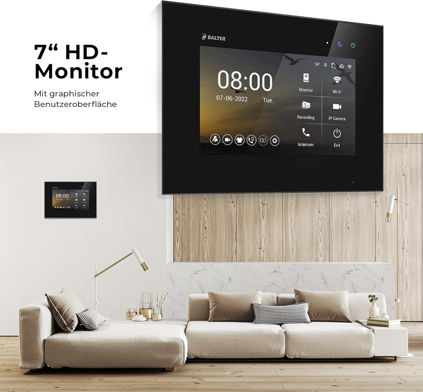 Evo HD Video Türsprechanlage mit Touchscreen Monitor und Appsteuerung, 1 Familienhaus, Silber/Schwarz 1 Monitor, mit App