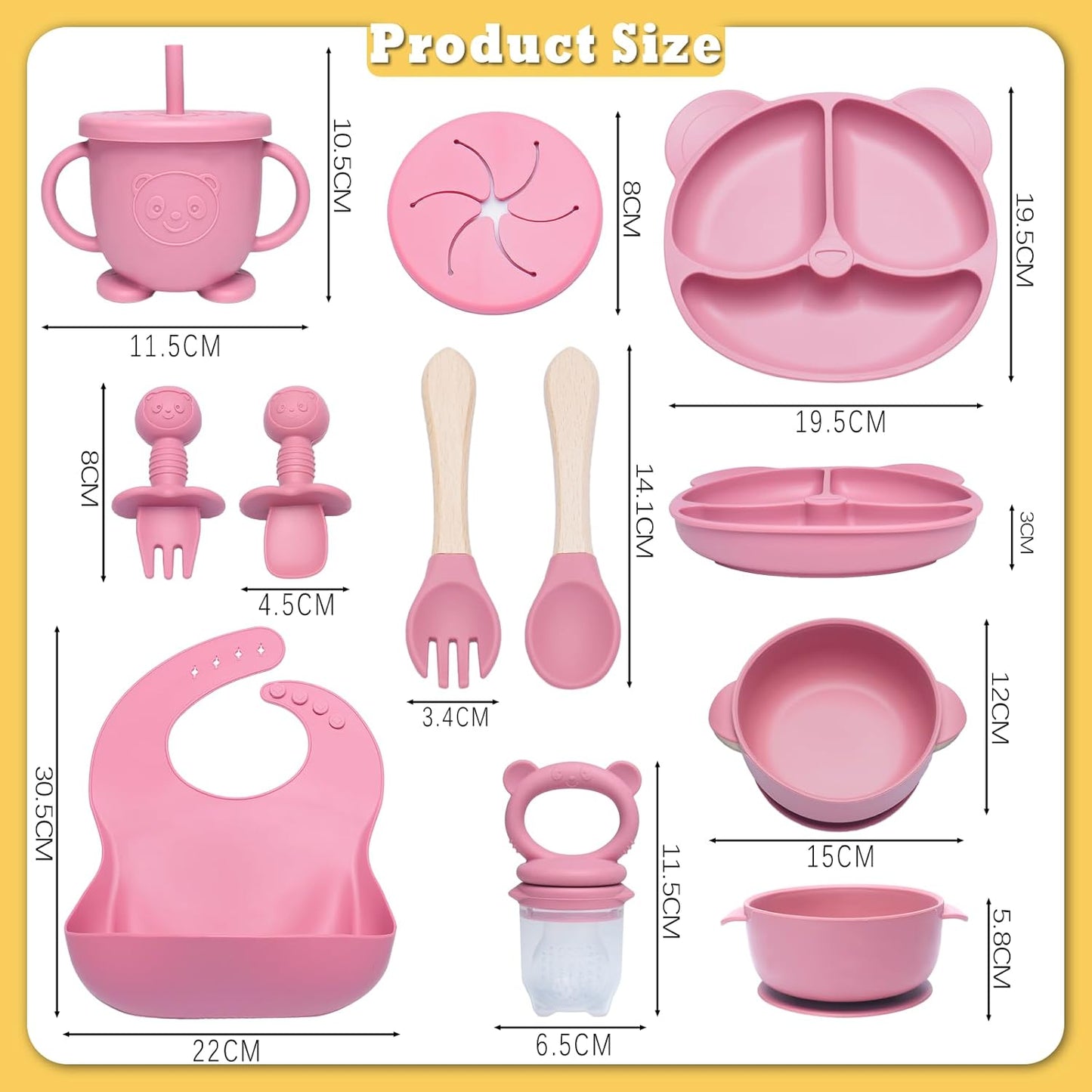 10-teiliges Baby-Geschirrset, Rosa