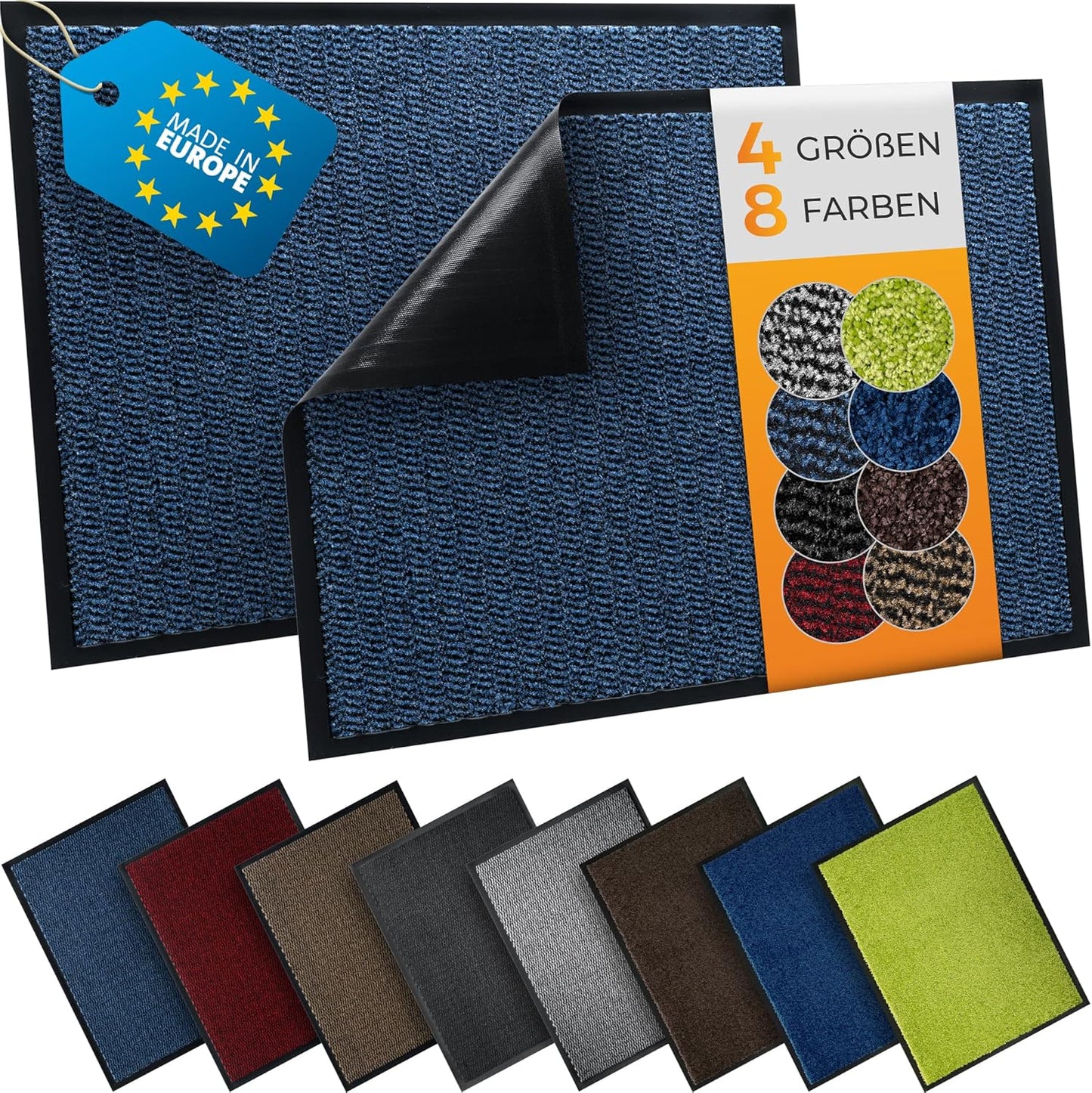 Schmutzfangmatte wasserdicht & waschbar, 60 x 90 cm, Blau, 90 x 60 cm (Rechteckig)