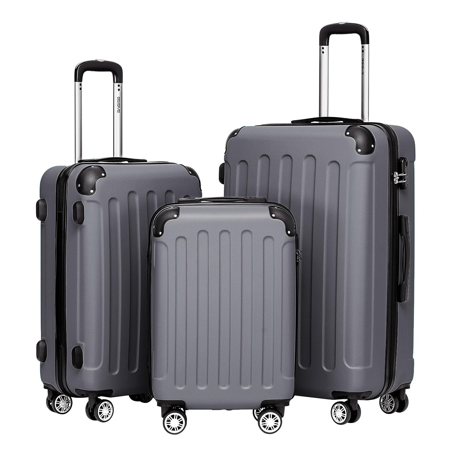 Zwillingsrollen Hardcase Koffer-Set (3-teilig), Businessgrau 55 cm, 66 cm, 76 cm