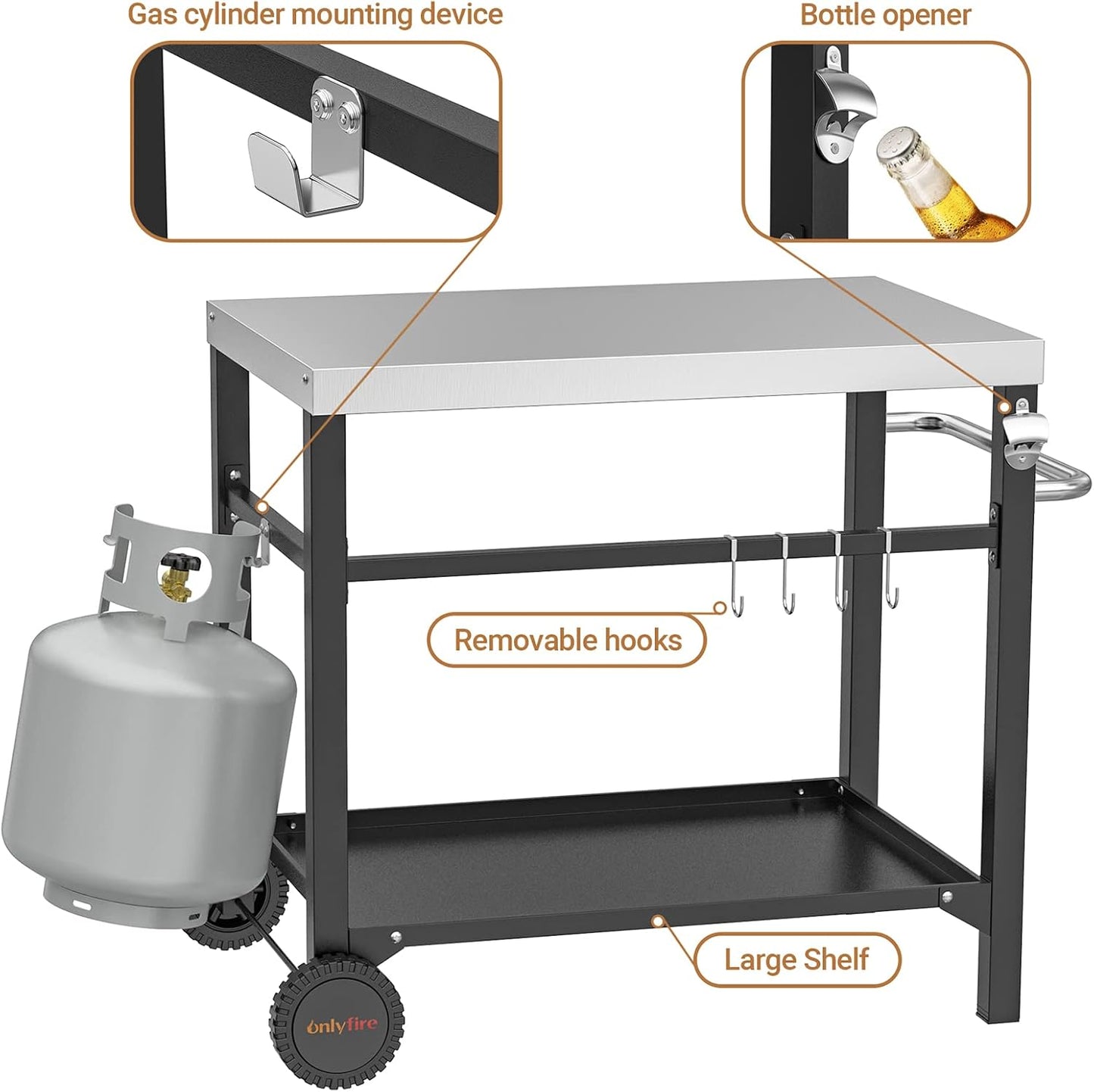 Grilltisch Outdoor Servierwagen 85,3×61×81cm