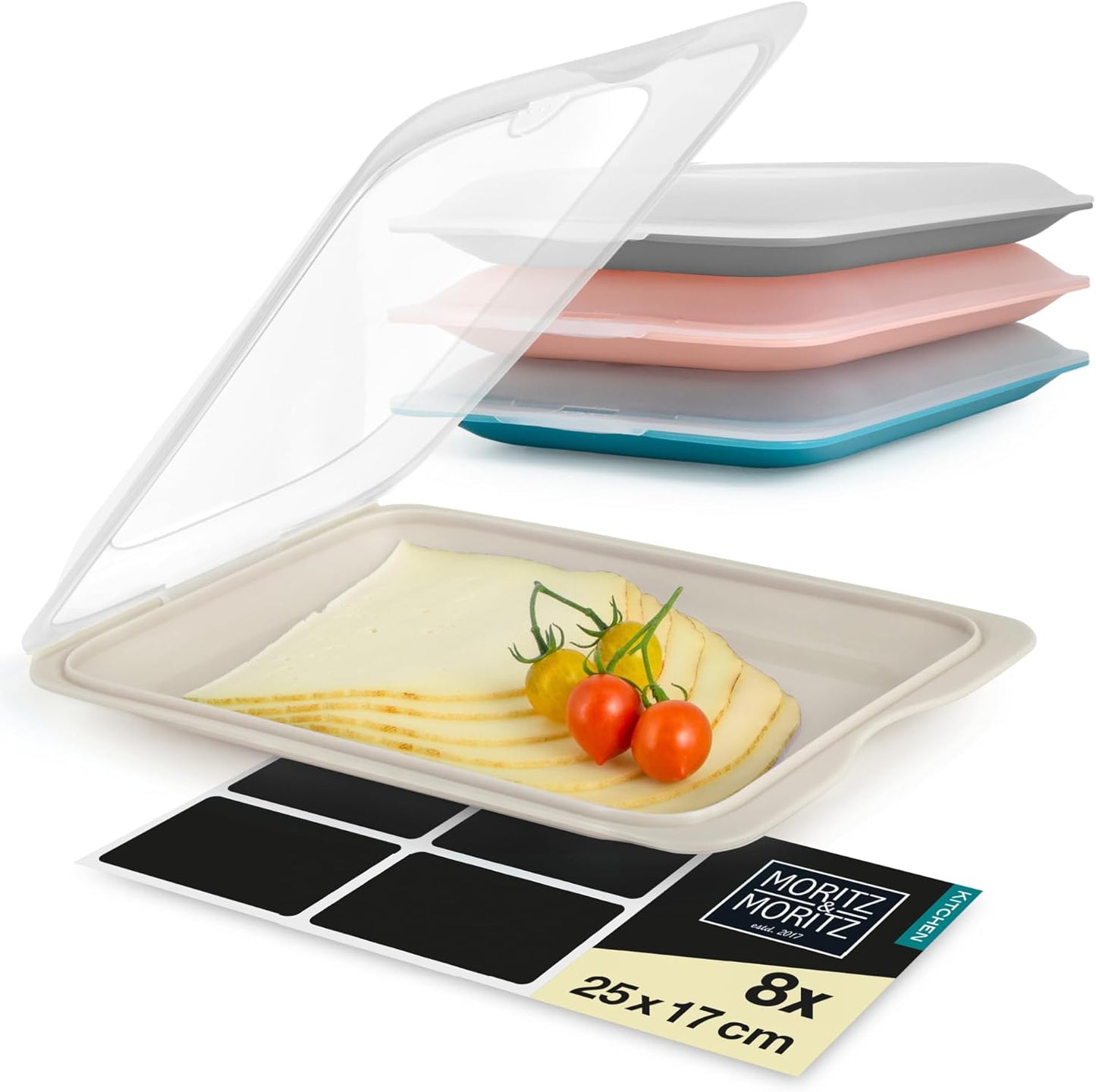 Stapelbare Aufschnittboxen, Bunt 8er Pack