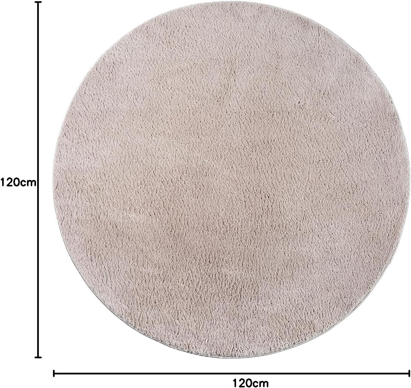 Relax Badezimmerteppich, rutschfest, flauschig und waschbar, 120 cm Rund Sand