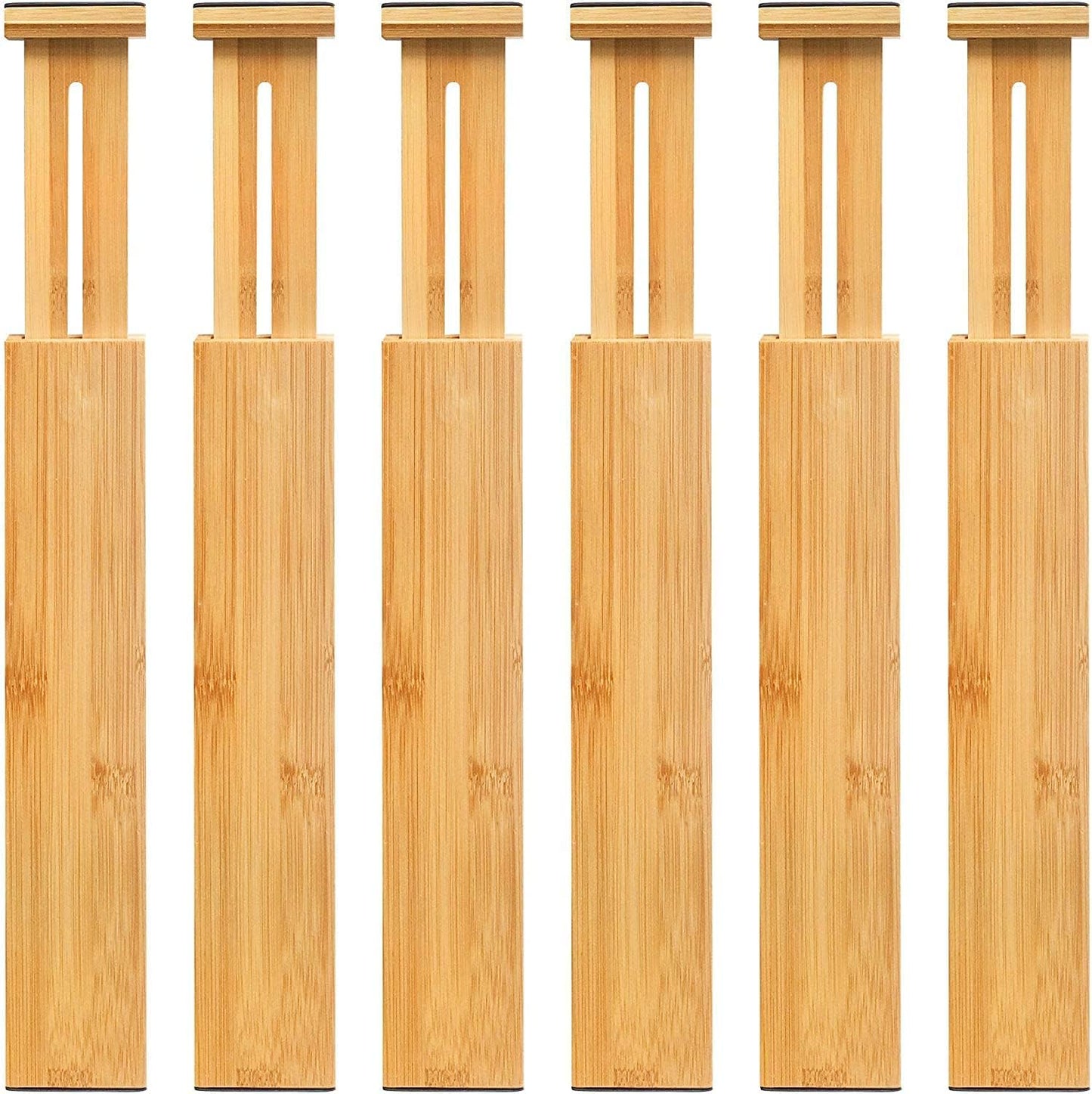 6er Set Verstellbare Bambus-Schubladentrenner, Groß