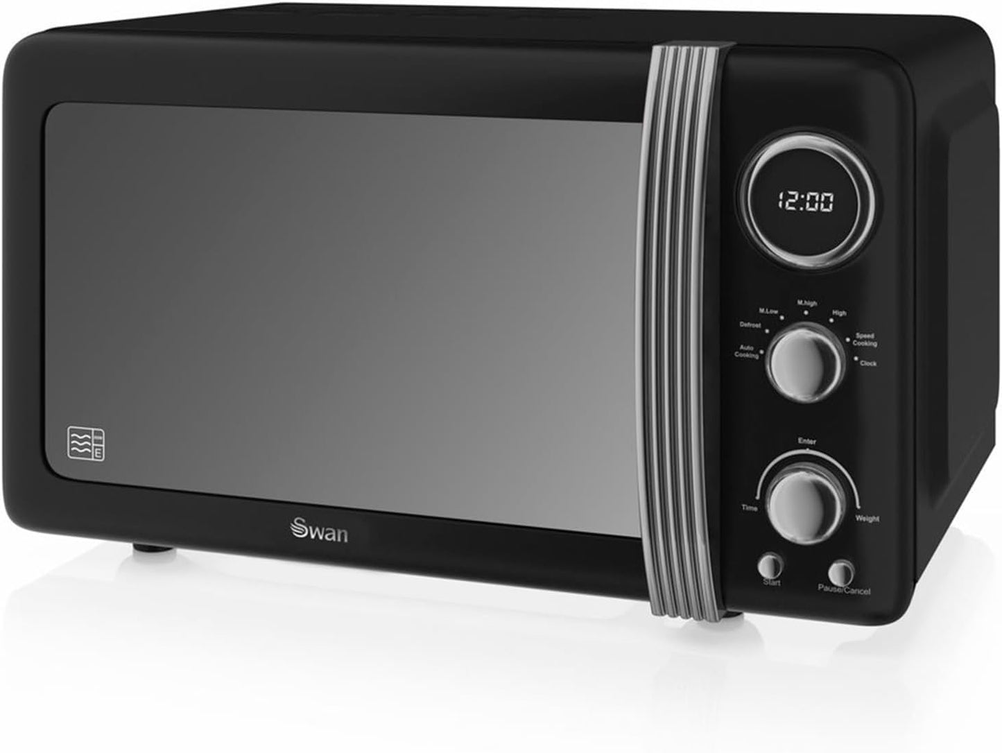 Retro Digitale Mikrowelle SM22030LBNEU, Timer und Auftaufunktion, Schwarz