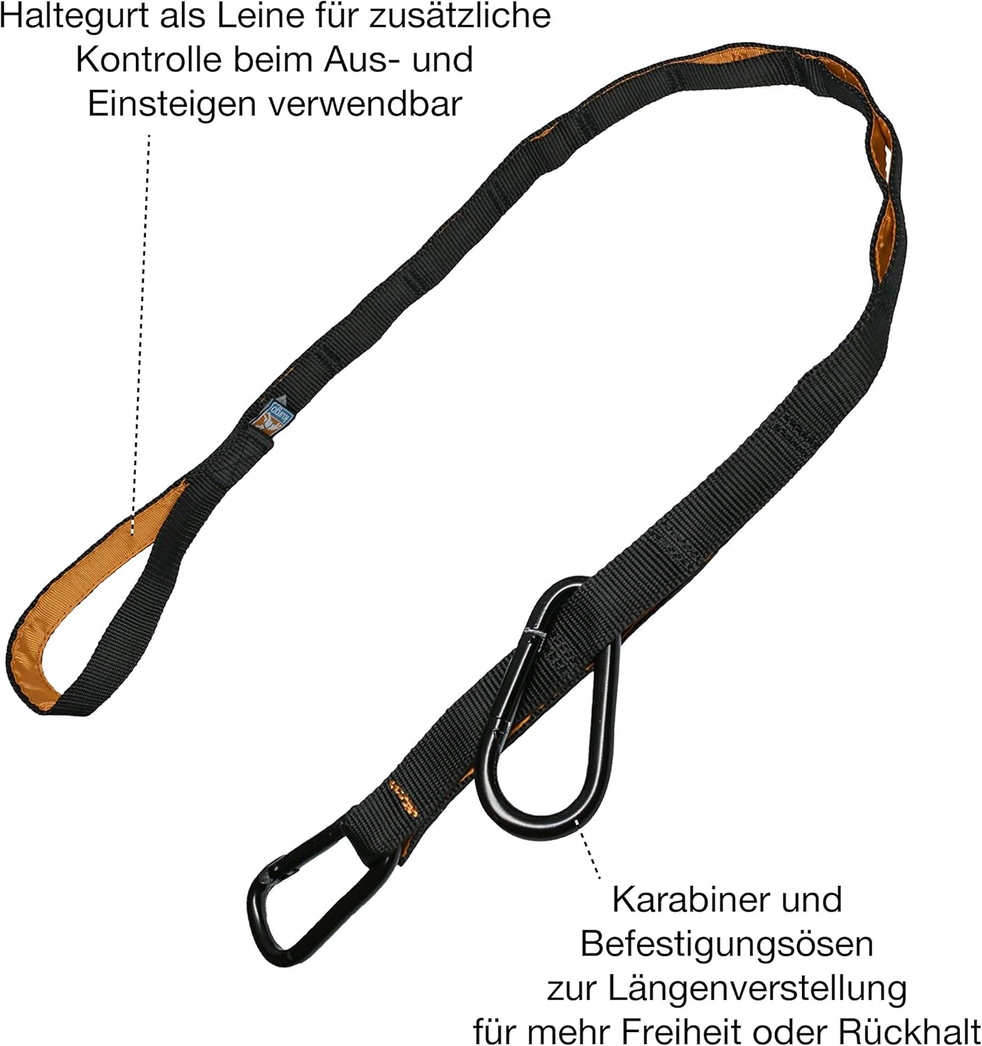 Auto-Sicherheitsgurt für Hunde mit Zip Line System, Zip Line - Karabiner Klip, Orange, Einzelpack