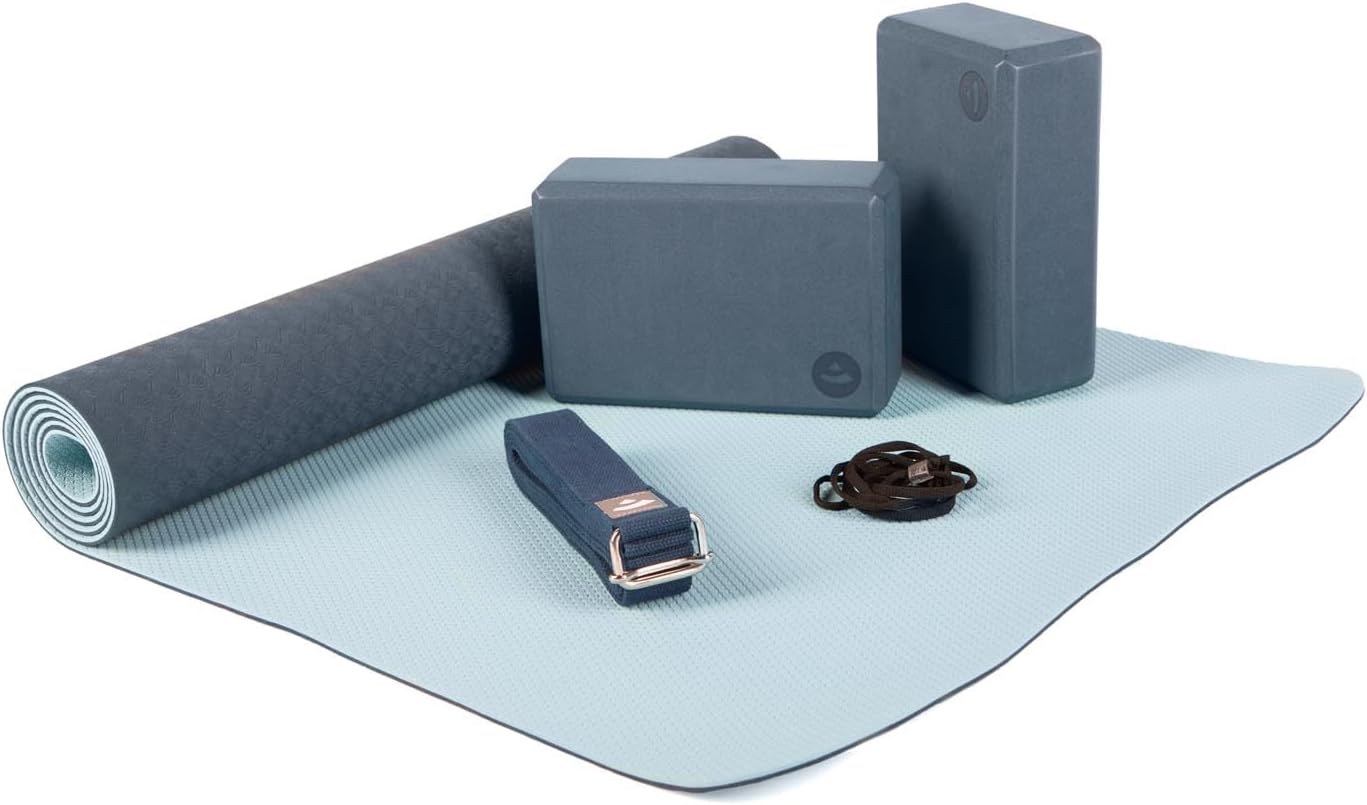 Yoga Starter-Set für Anfänger, Dunkelblau/Hellblau