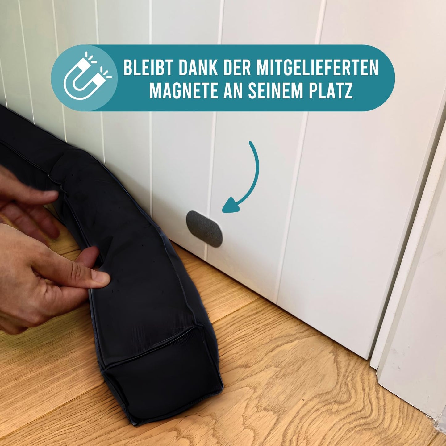 Magnetischer Tür-Zugluftstopper, 90 cm Schwarzes