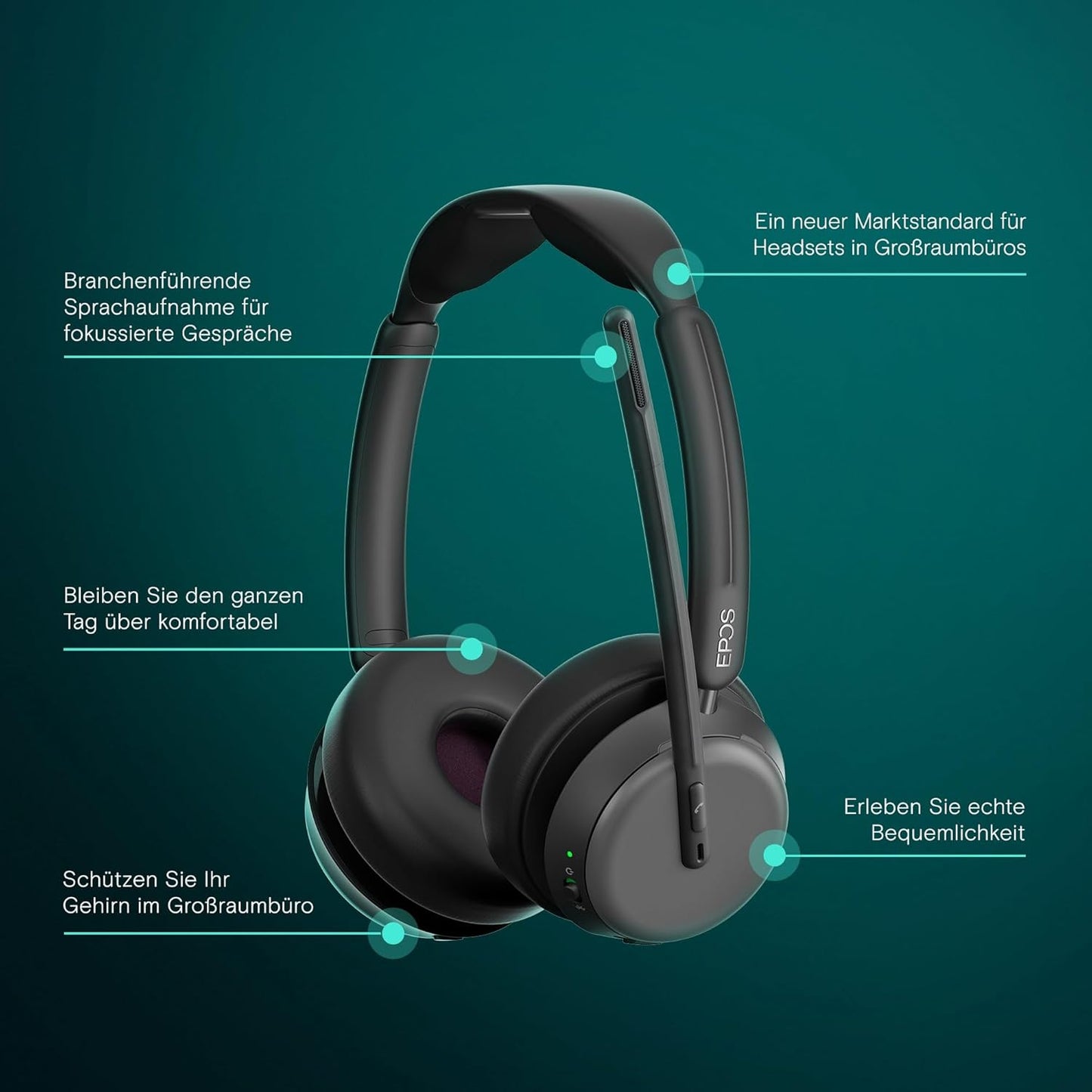 PACT 1060 ANC Stereo Bluetooth Headset, Bluetooth and adaptive ANC