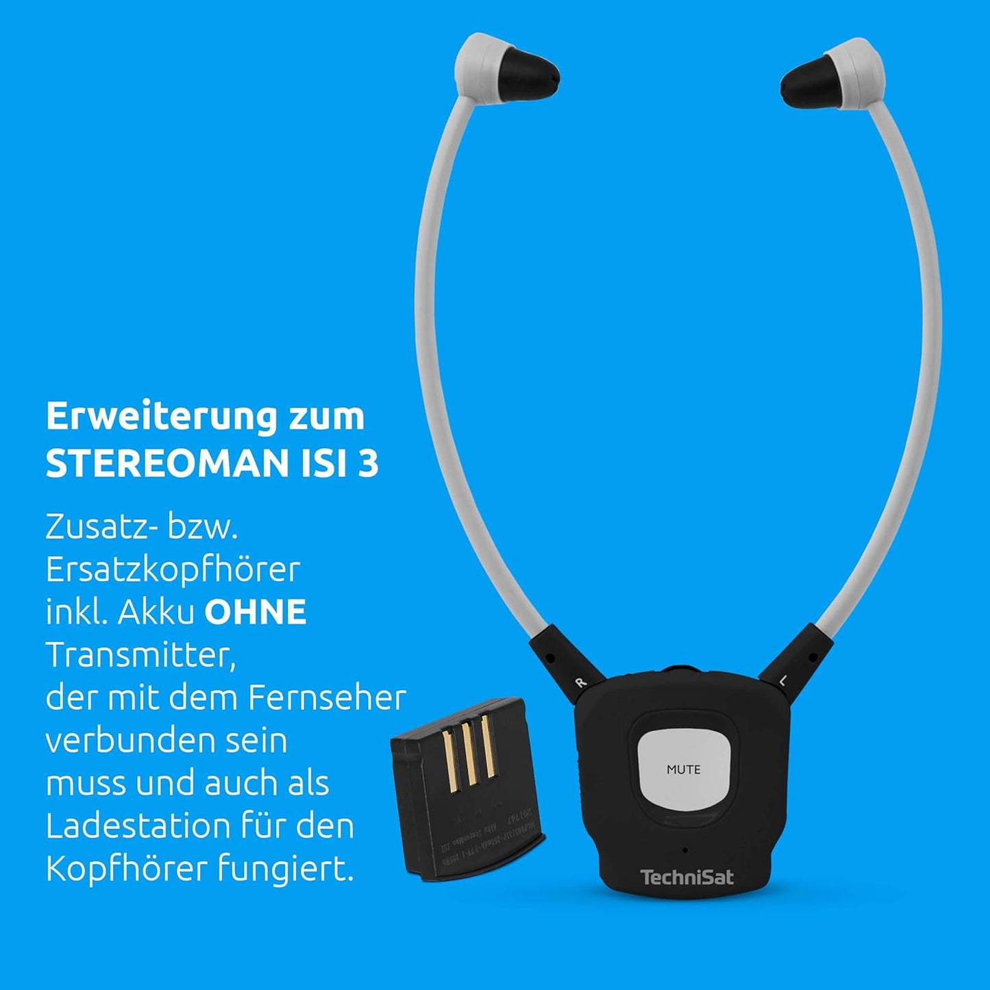 Stereoman ISI 3 Funkkopfhörer (Zweithörer, kabellos), schwarz Kopfhörer einzeln