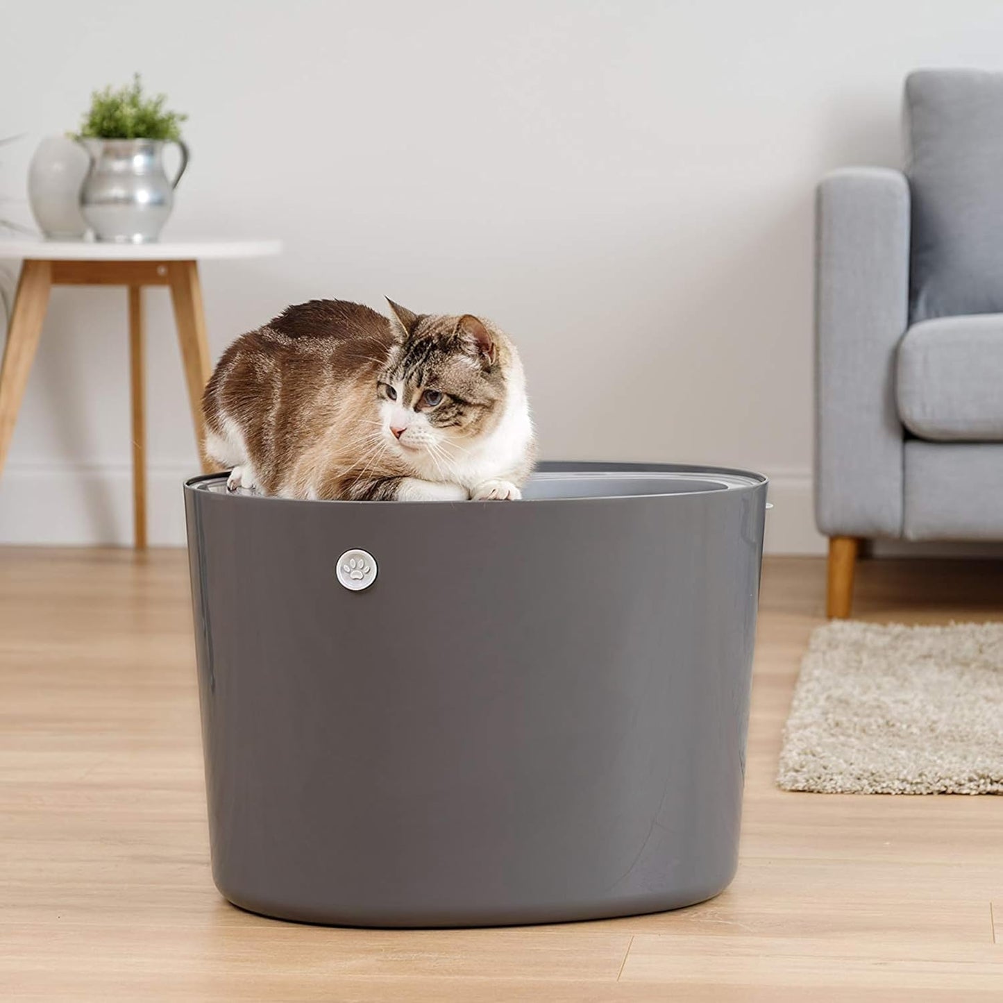 Katzentoilette PUNT-530 mit Deckel und Schaufel, Grau Gross