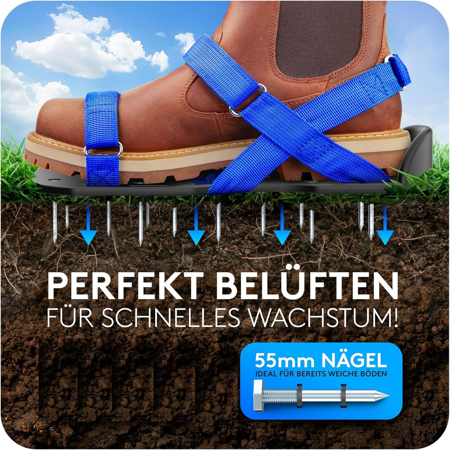 Nagelschuhe mit Klettverschluss, eine Nagellänge (lang)