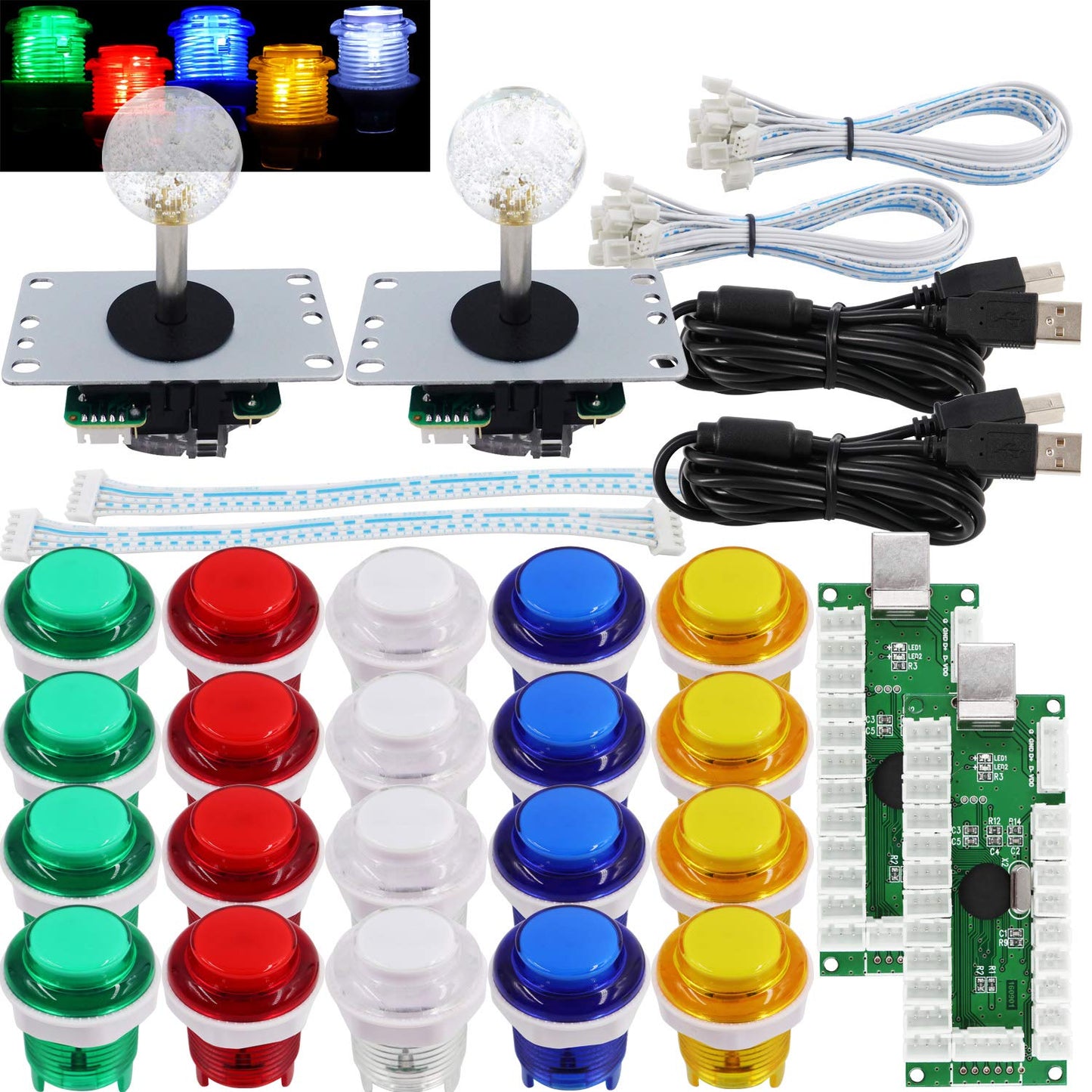 Arcade DIY Kit: 2 Spieler Joystick & LED Buttons