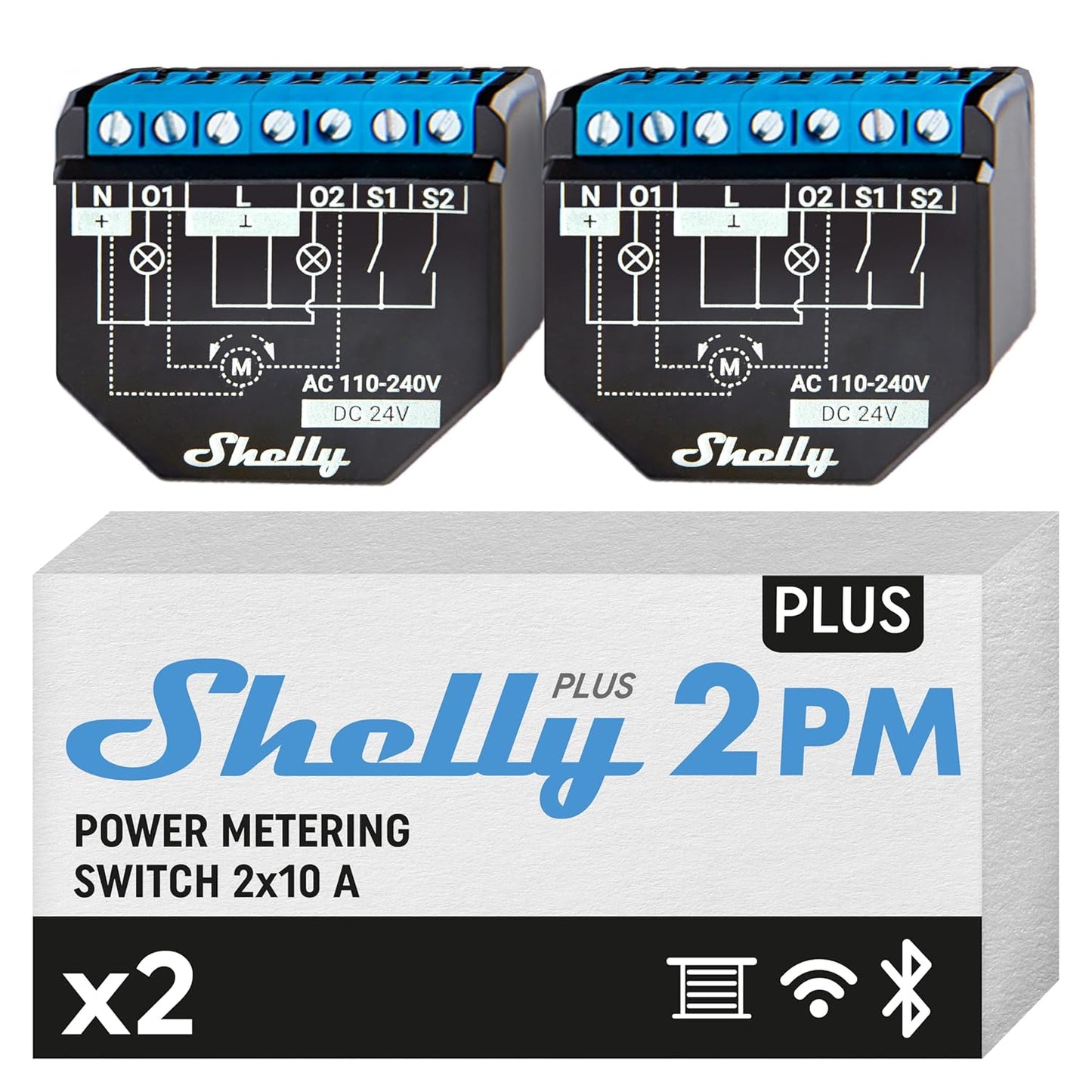 Plus 2PM WLAN 2-Kanal Smart Relais Schalter, 2 Stück