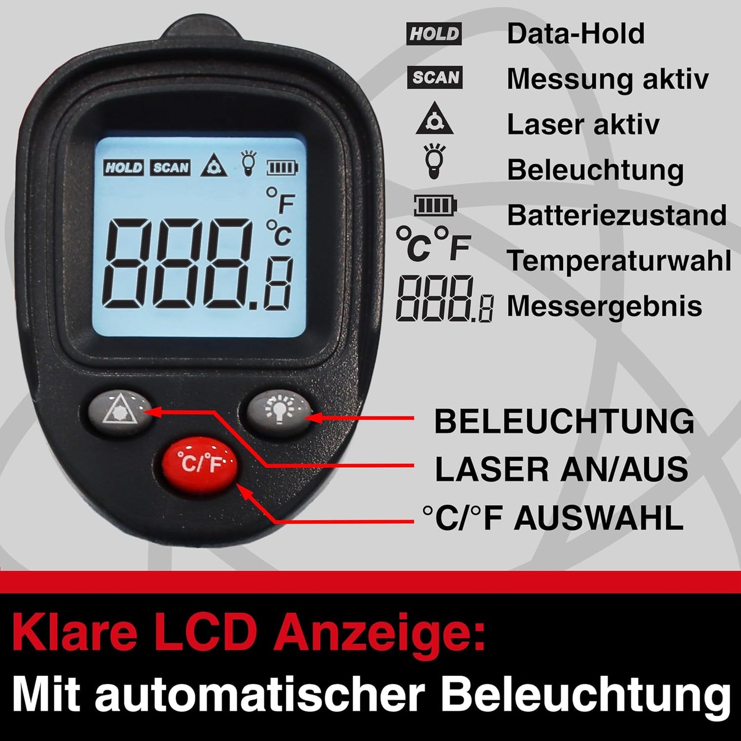 Infrarot Thermometer HGL-205, -50°C … 600°C