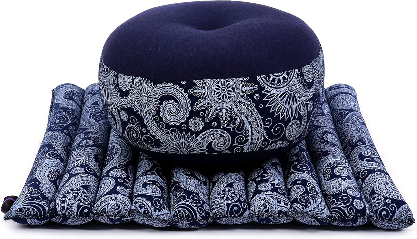 Meditationsset mit Zafu-Kissen und Zabuton Matte, Cbt1 - Blau