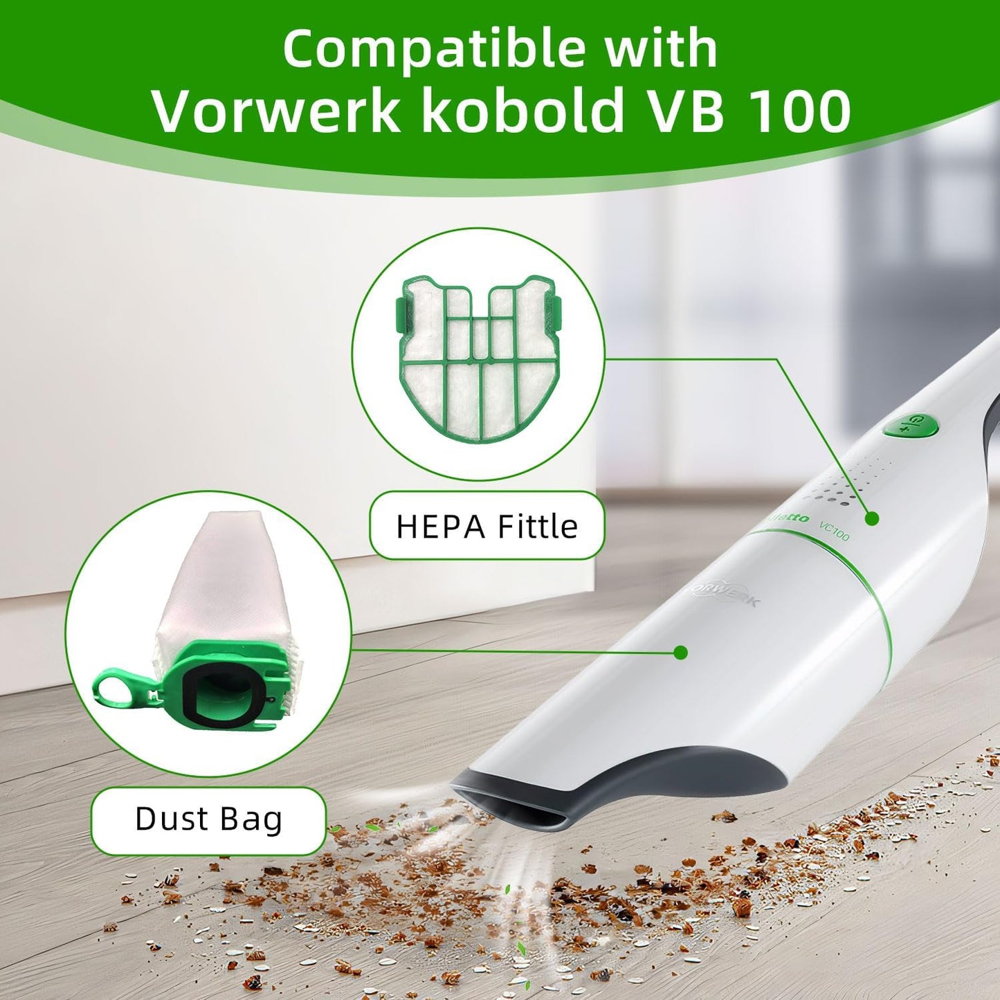 Staubbeutel-Set für Kobold VB100 Akku-Staubsauger