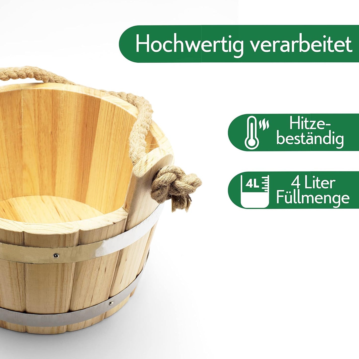 Sauna-Eimer mit Kelle, Sauna Eimer + Schöpfkelle