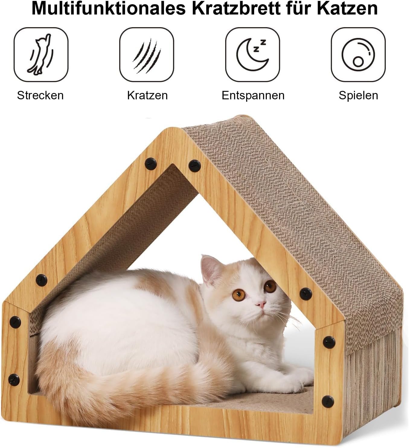 Katzen-Kratzbrett in Hausform, Hausform-Kratzpappe