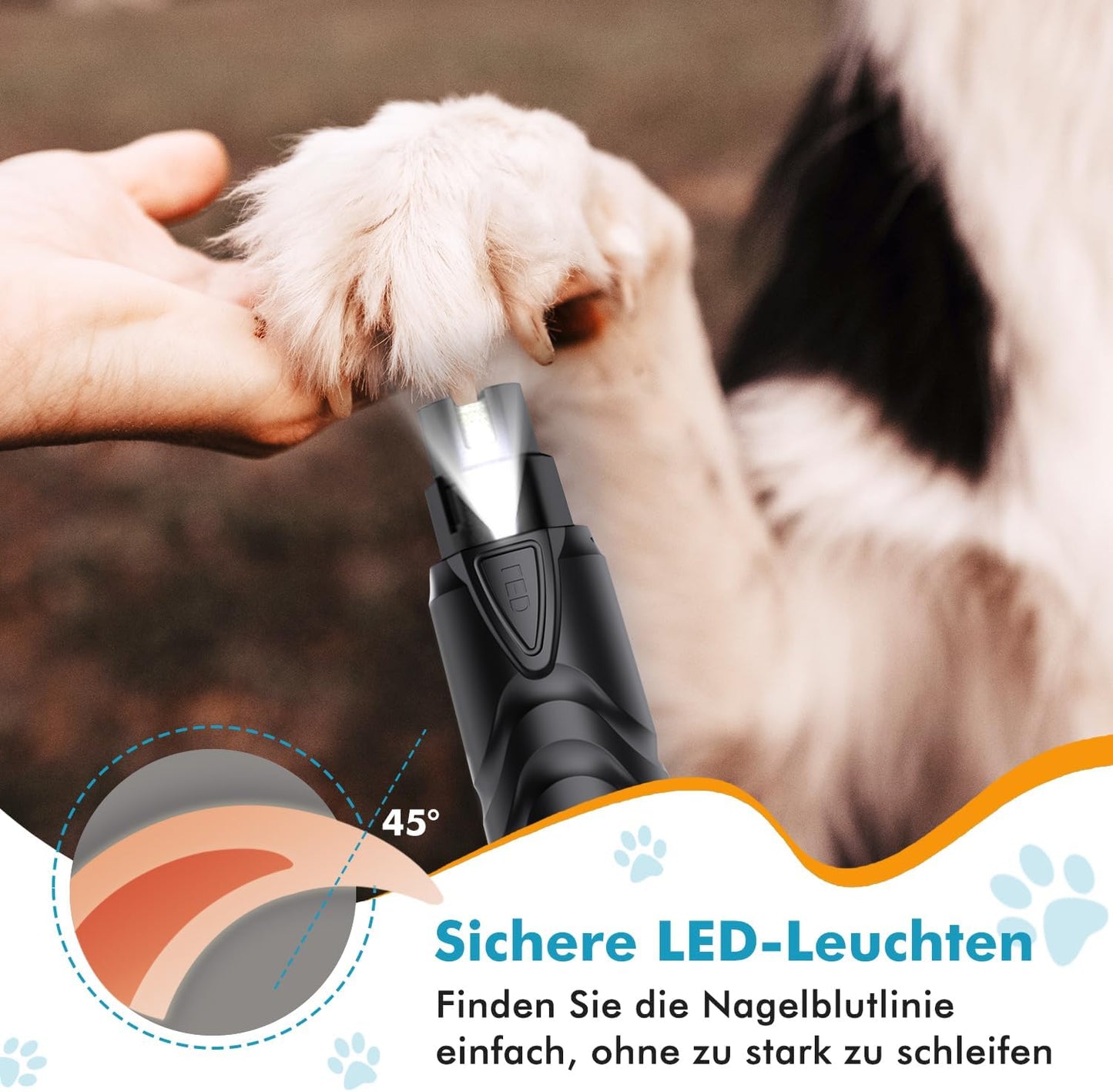 Profi Krallenschleifer-Set mit LED und Krallenschere