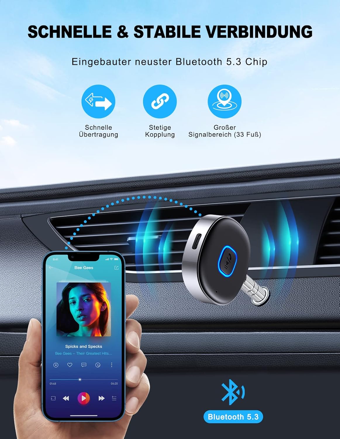 AUX Bluetooth Adapter Auto mit Dual Verbindung