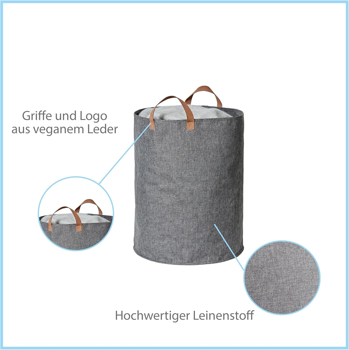 Premium Aufbewahrungskorb mit Griffen, Grau 40x40x45 cm