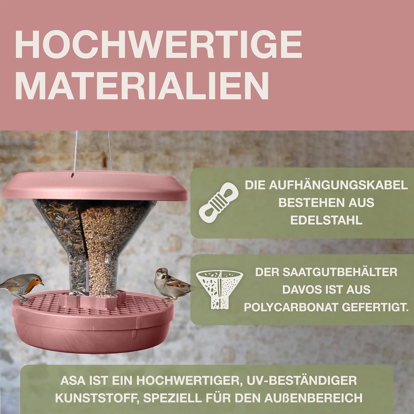 Vogelfutterhaus Davos, Staubiges Rosa Davos