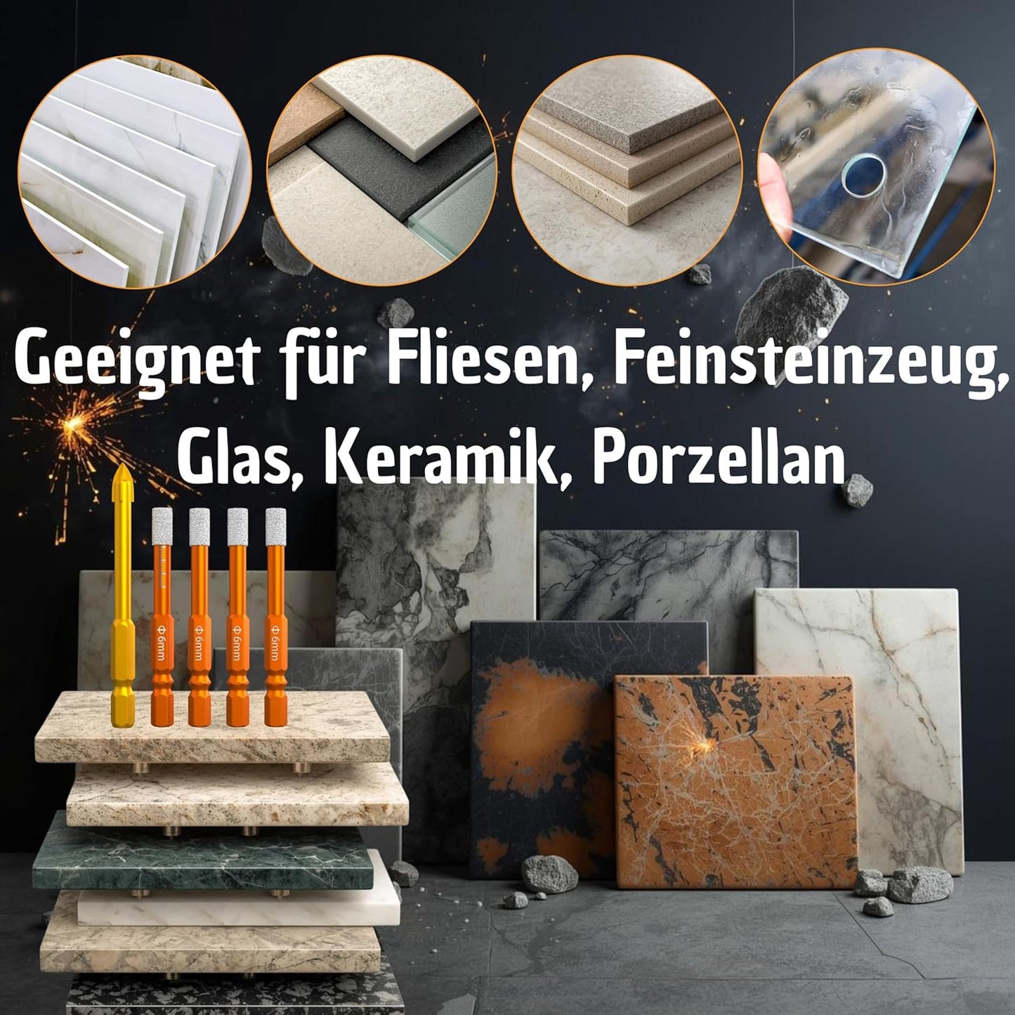 Fliesenbohrer-Set, 6mm 4x