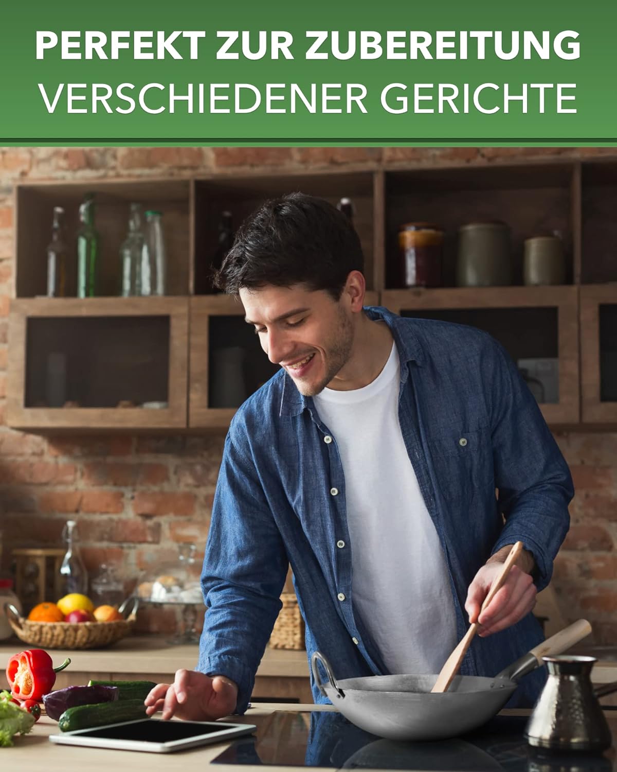 Handgehämmerter Wok, induktionsgeeignet, silber, 30 cm