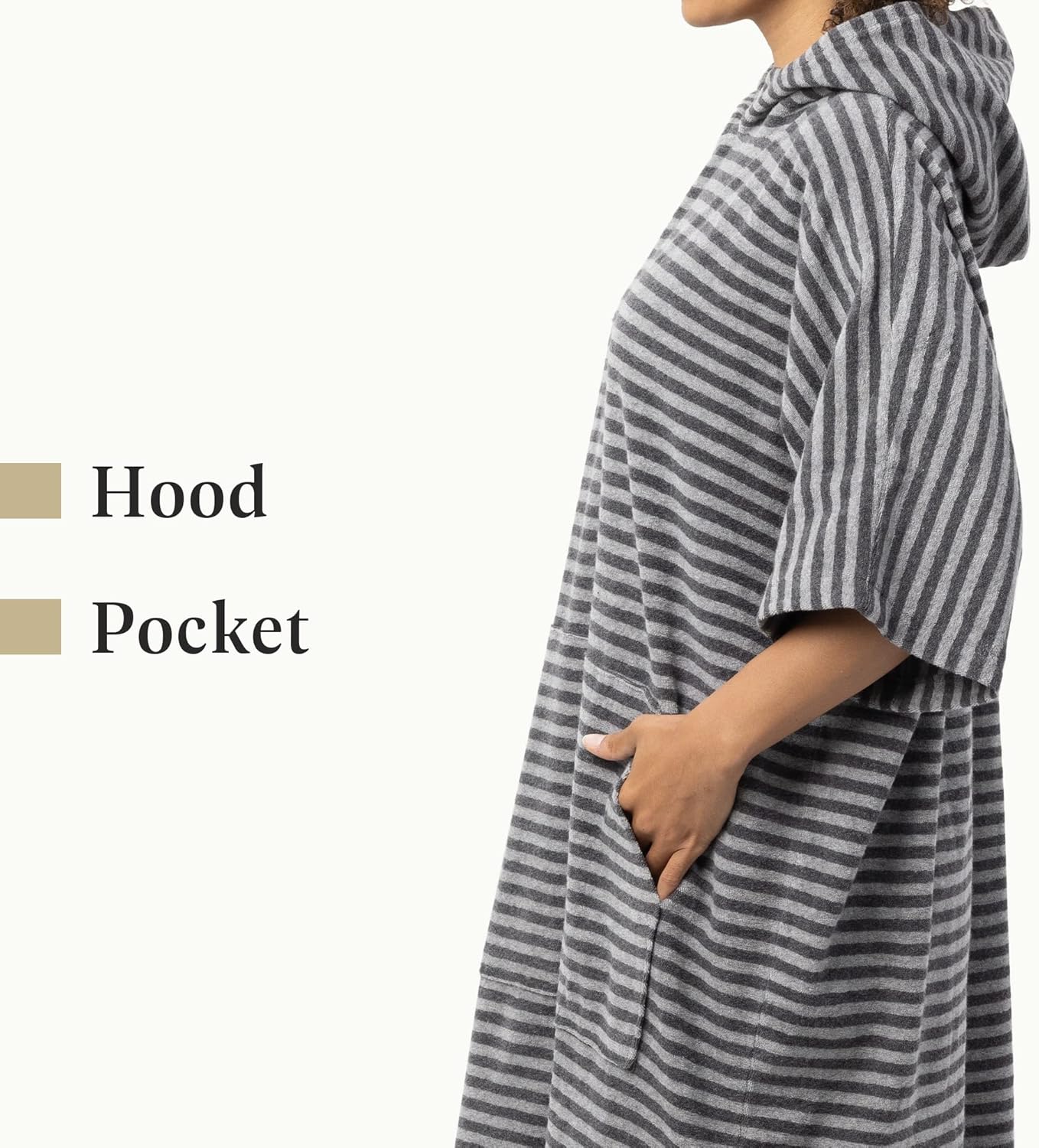 Badeponcho aus Baumwolle, L-XL Hellgrau/Dunkelgrau