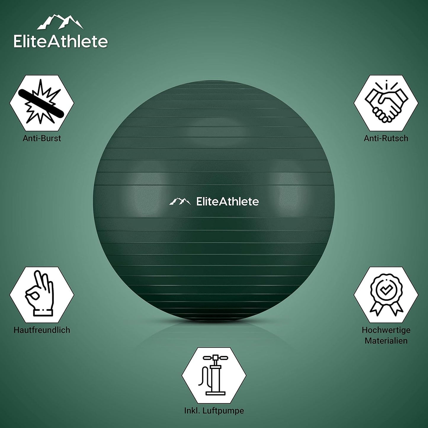 Gymnastikball mit Anti-Burst System, Deep Forest 75cm