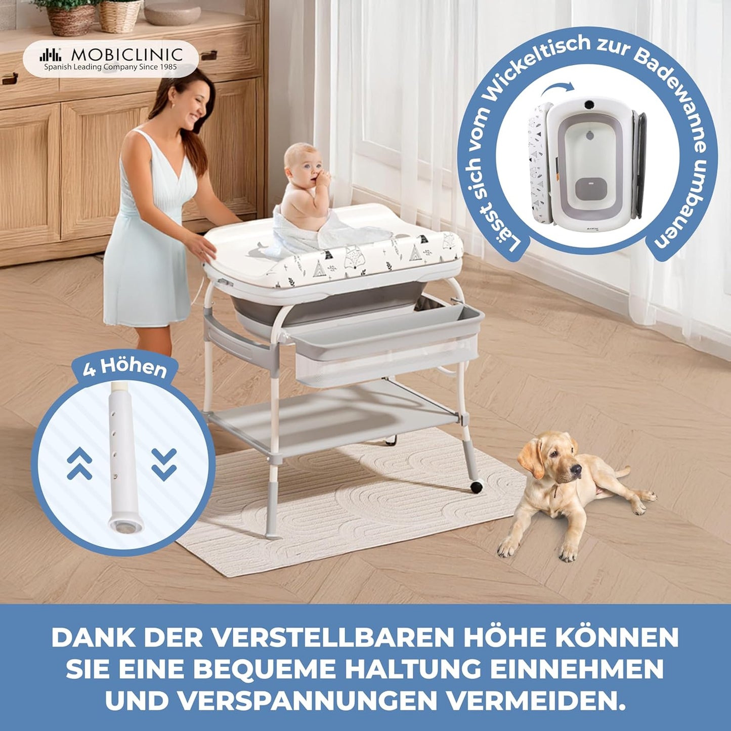 2-in-1 Wickeltisch mit Badewanne