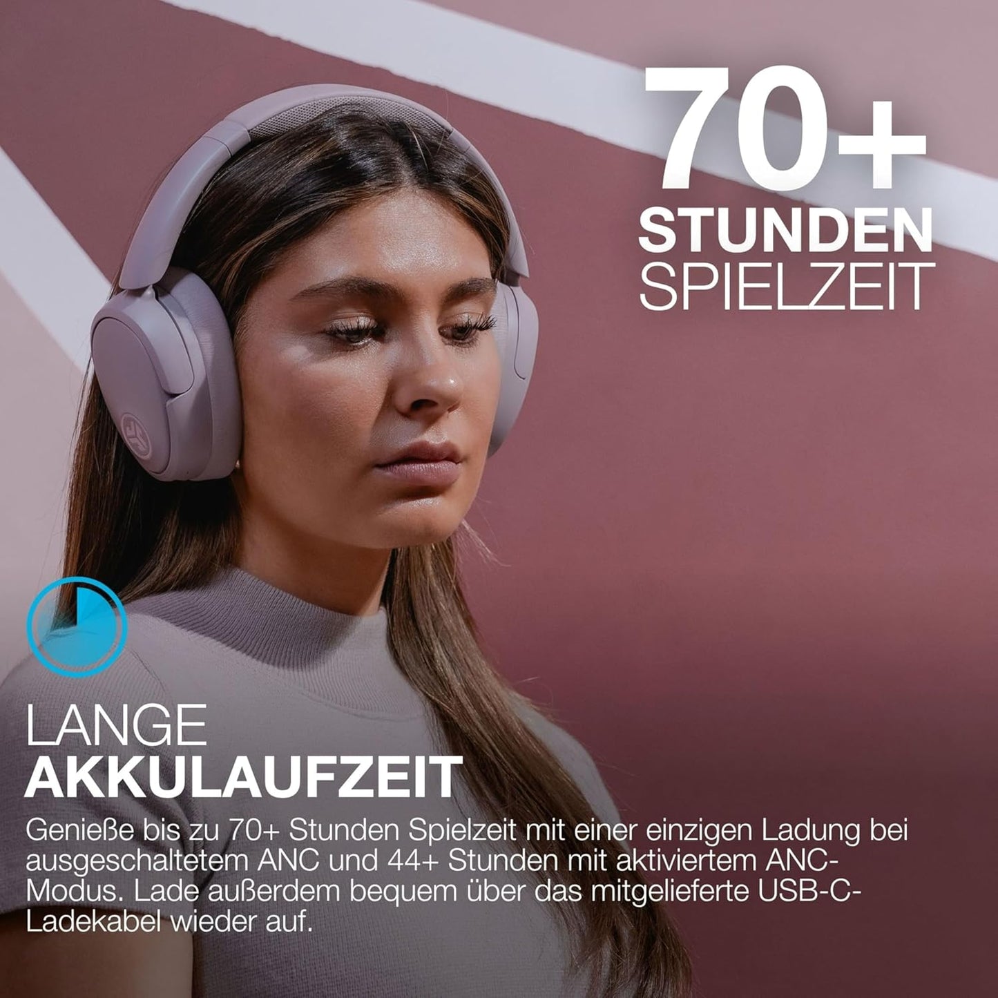 JBuds Lux ANC Over-Ear Bluetooth Kopfhörer, Mauve
