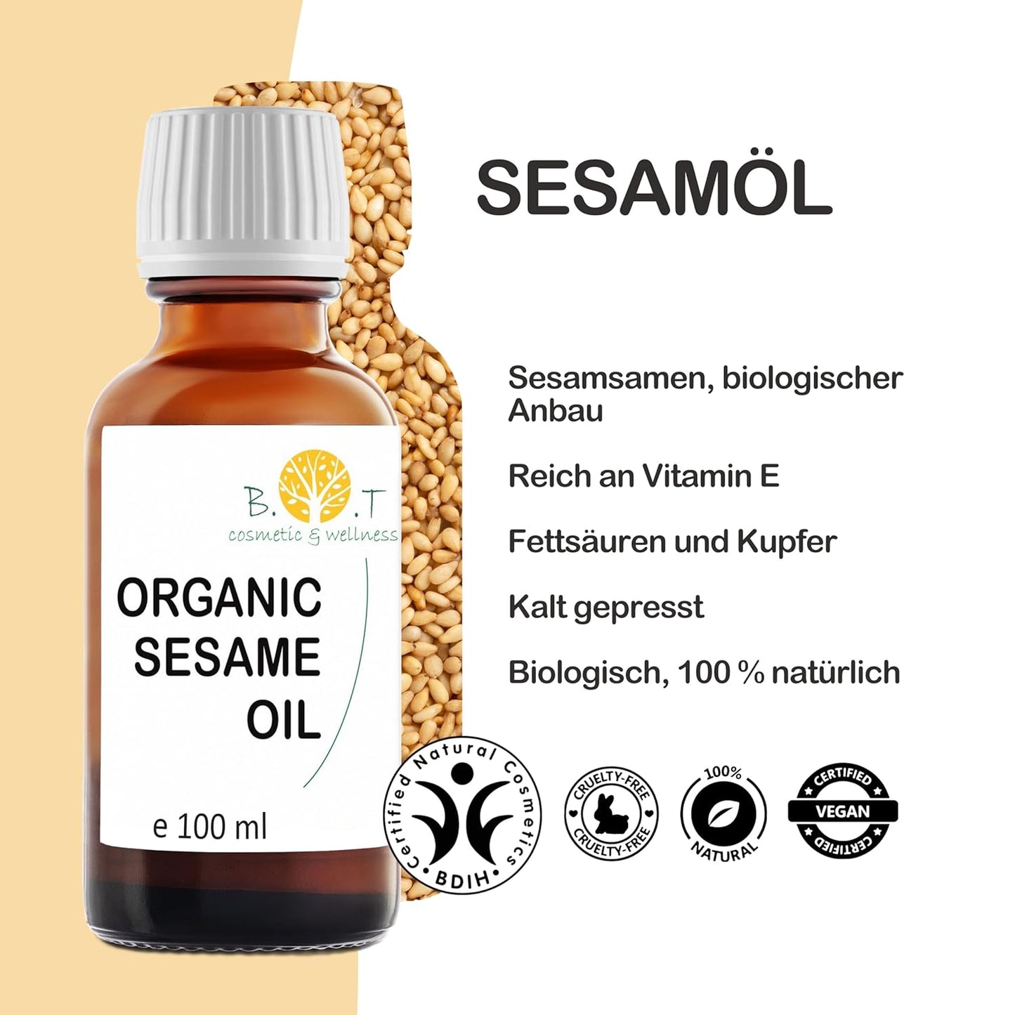 Bio-Sesamöl, Ohne Duft 1 l (1er Pack)