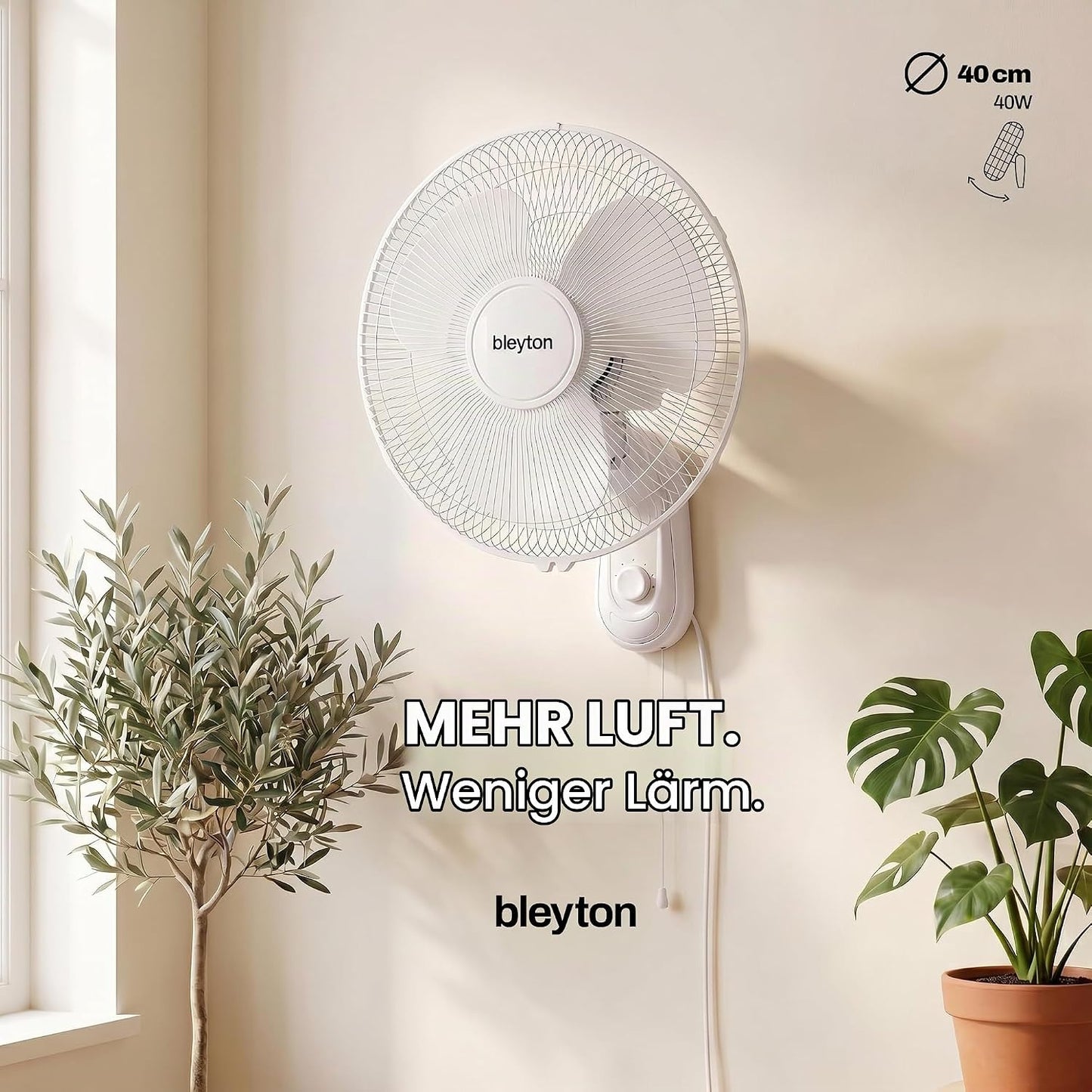 Classic Wall Wandventilator mit Zugschalter und Oszillation