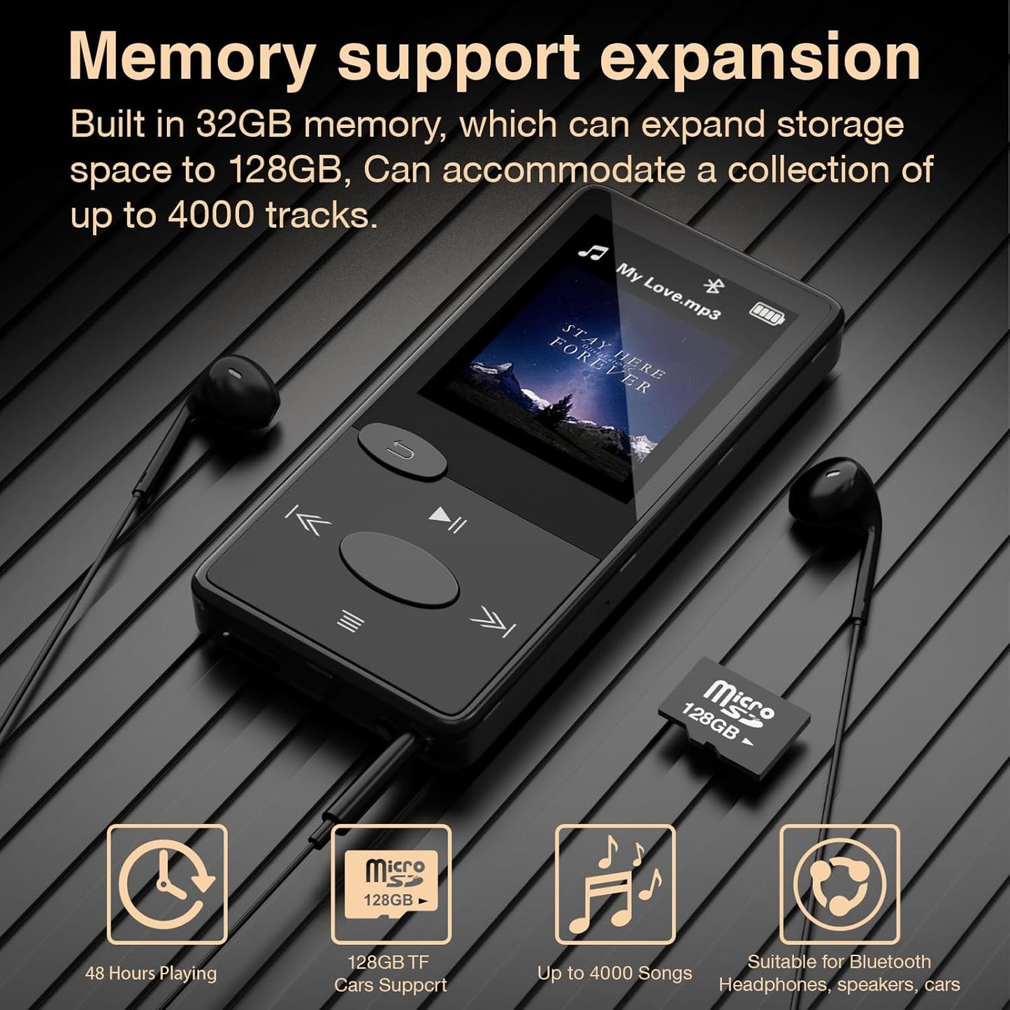 MP3-Player mit HiFi-Sound & Bluetooth 5.3, Schwarz