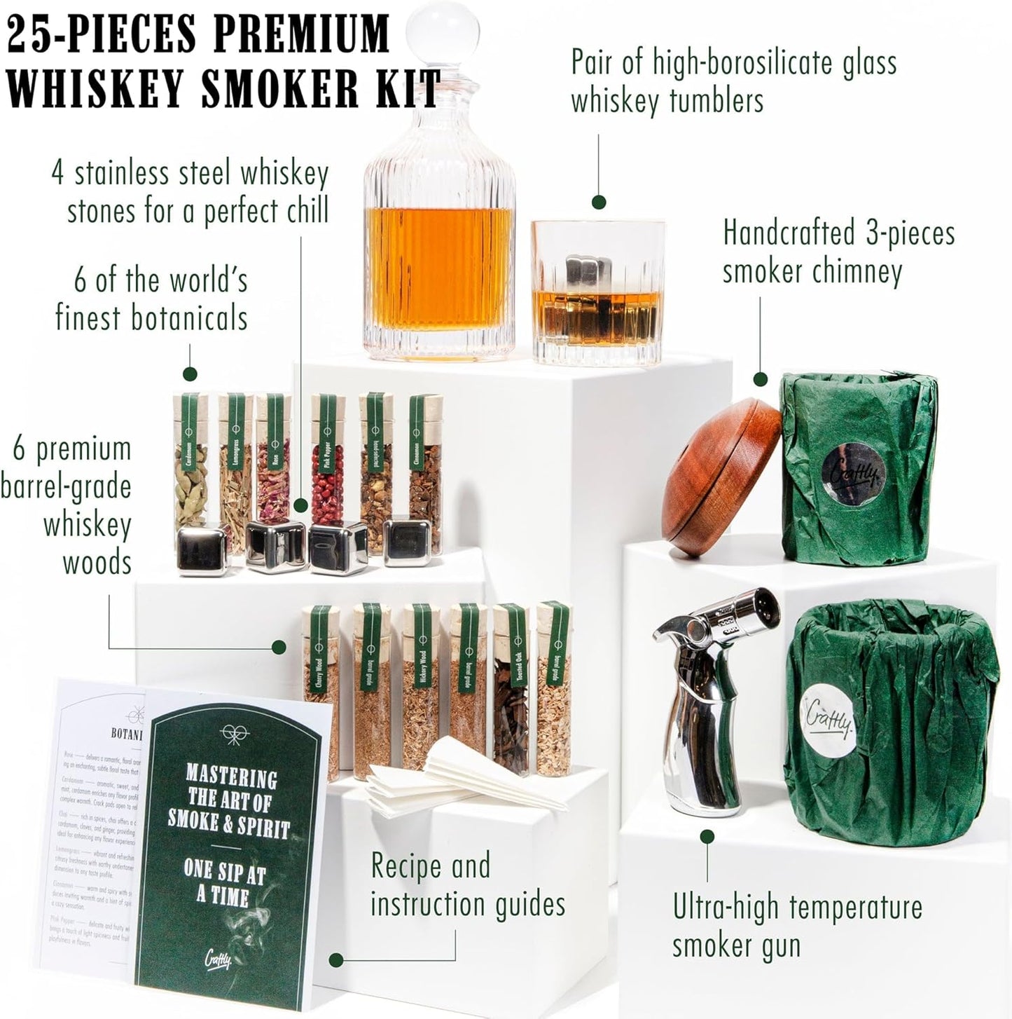 25-teiliges Whiskey & Cocktail Räucher-Set