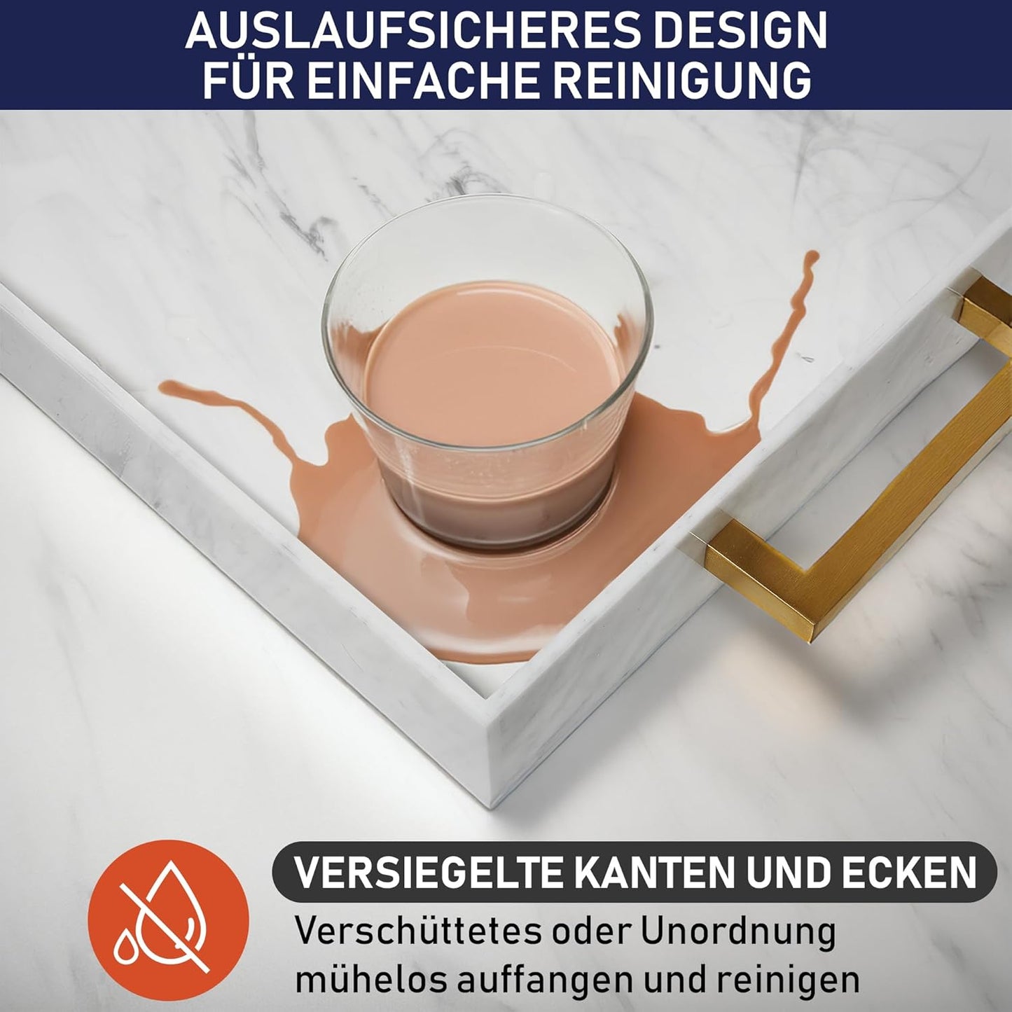 Serviertablett aus Acryl, Marmor