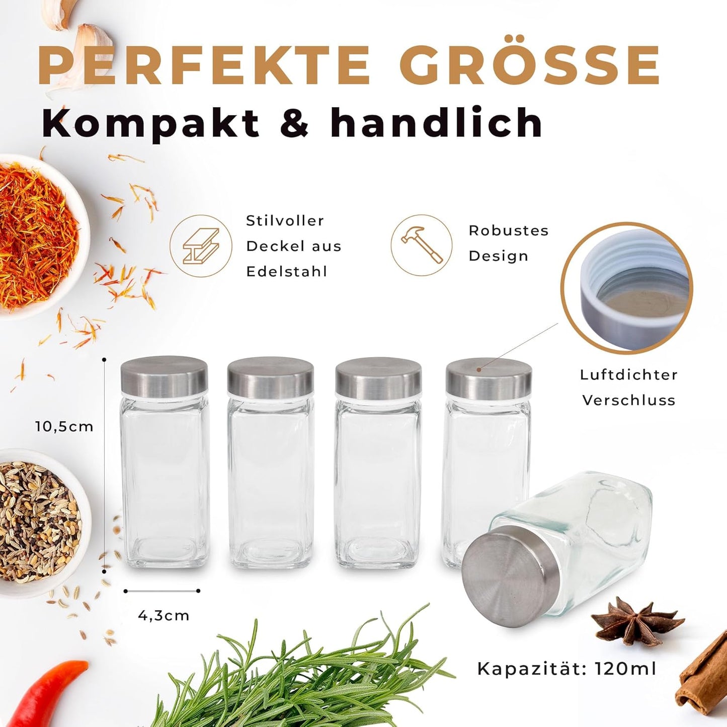 25er-Gewürzgläser-Set, Metall