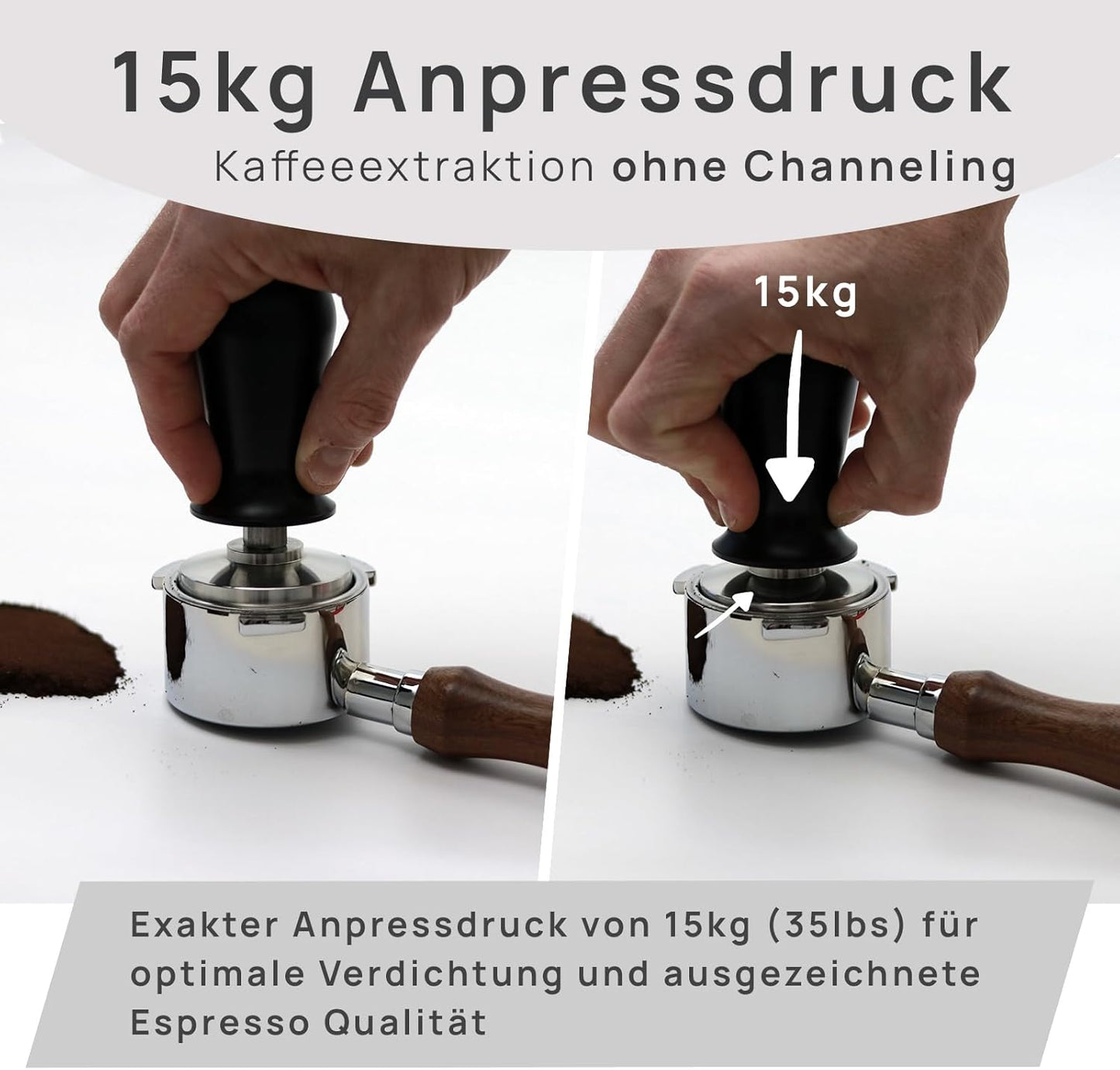Tamper Set mit Druckregulierung, Schwarz 53mm