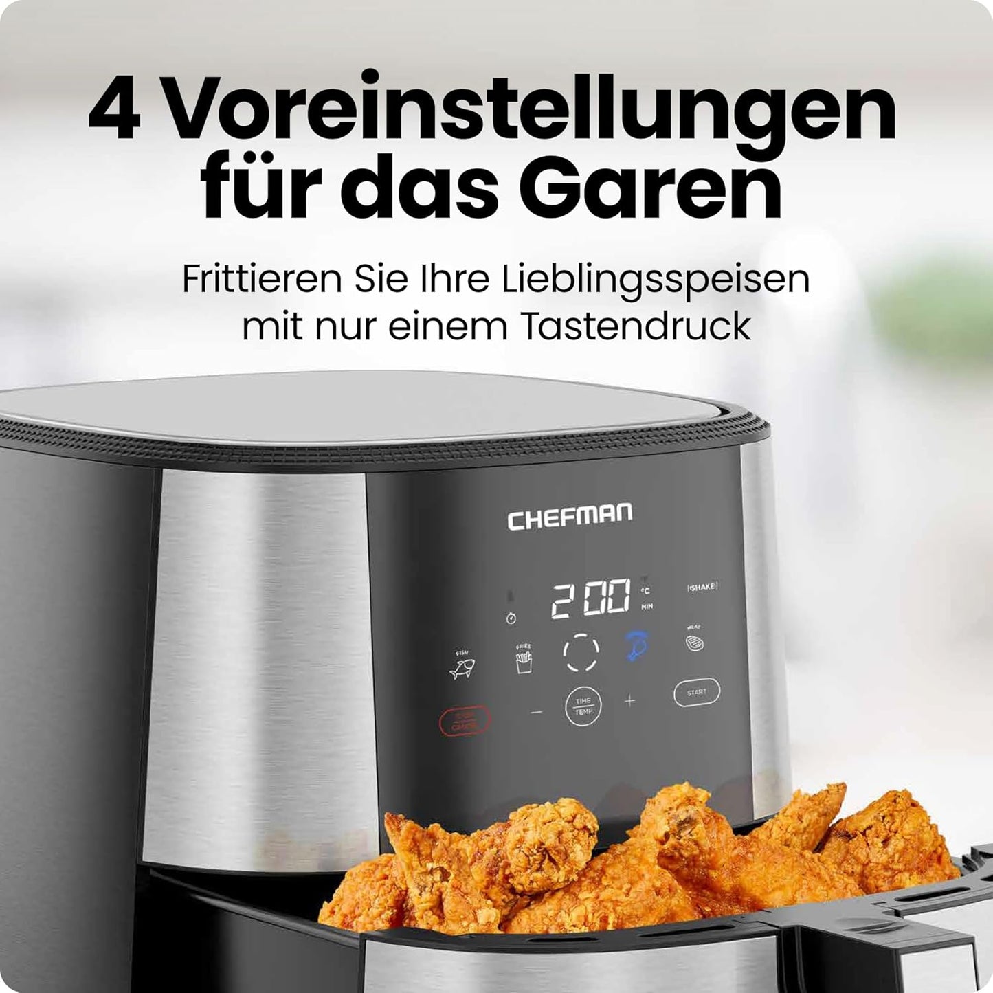 Heissluftfritteuse XL mit One-Touch Voreinstellungen, DE 7.6L