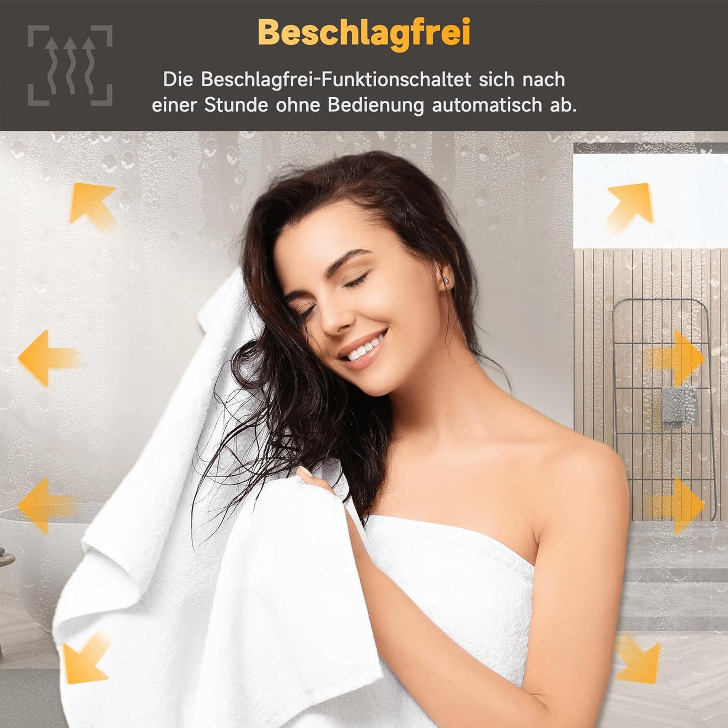 LED Badspiegel mit Touch, 70L x 50B cm Weiß